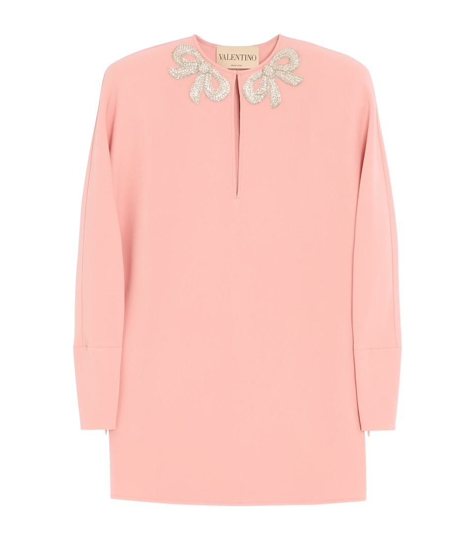 Valentino Womens Silk Bow-Embellished Mini Dress
