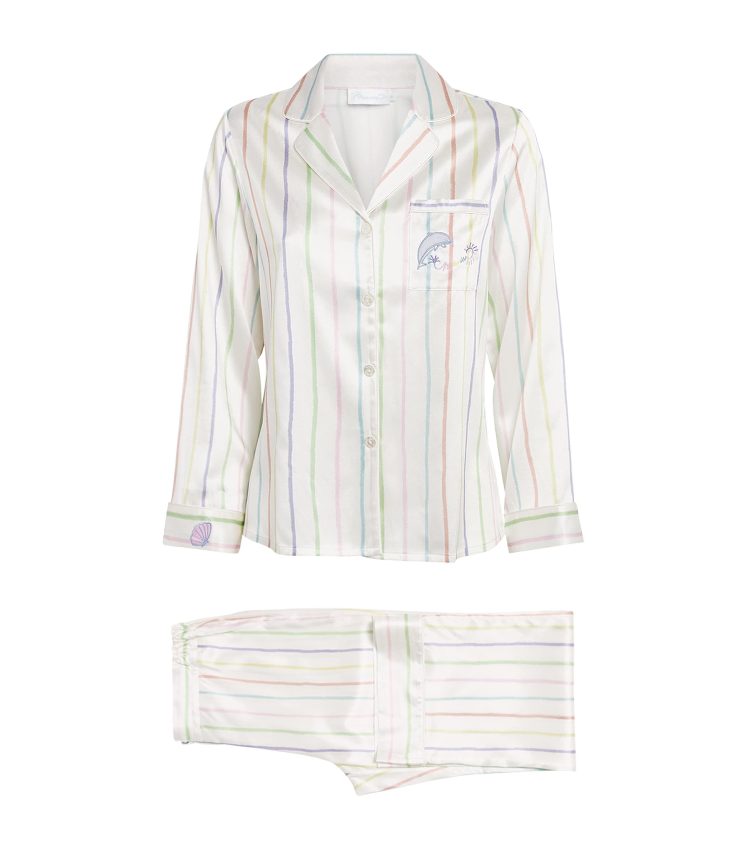Silk-Blend Ocean Stripe Pyjama Set
