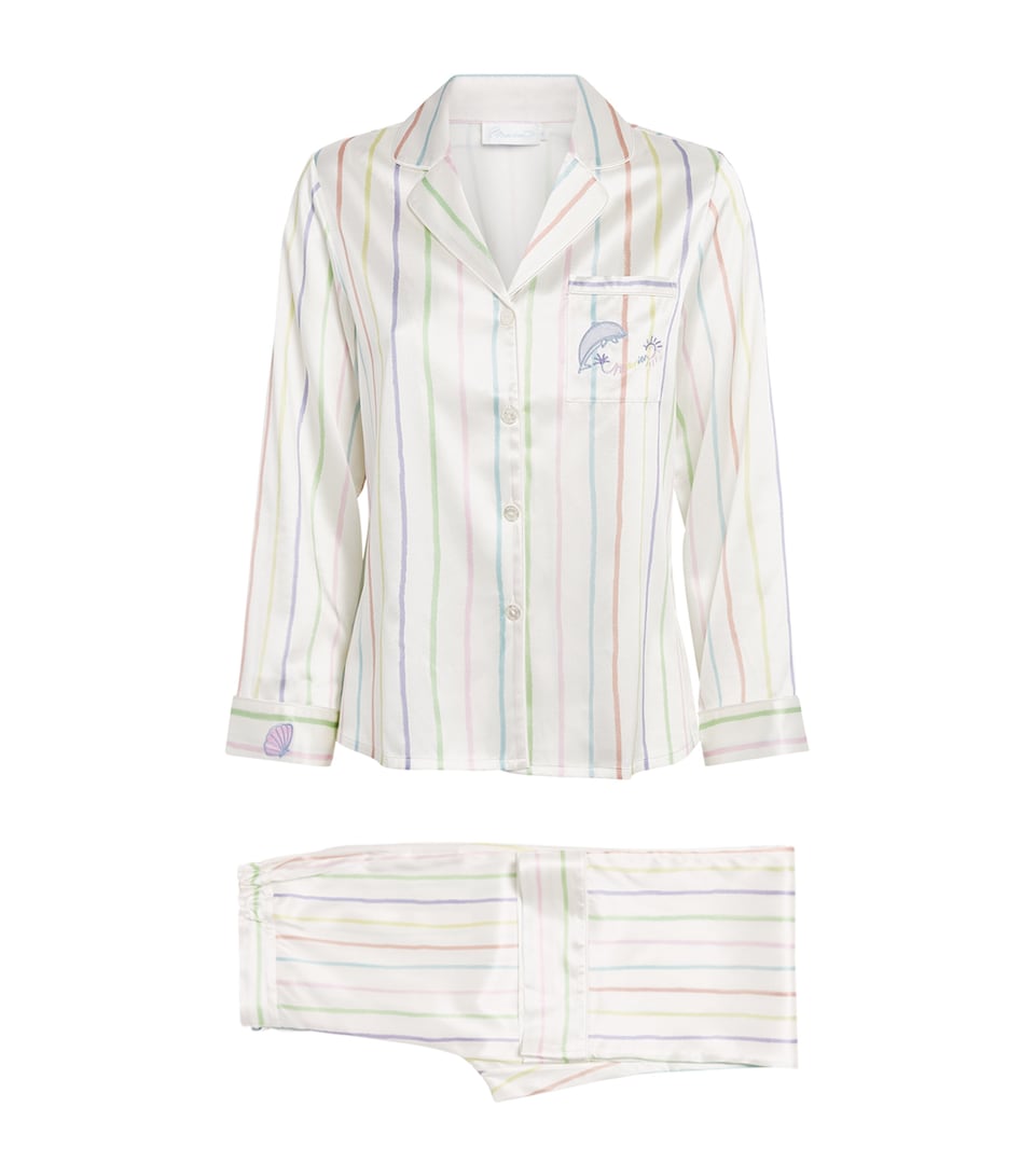 Silk-Blend Ocean Stripe Pyjama Set