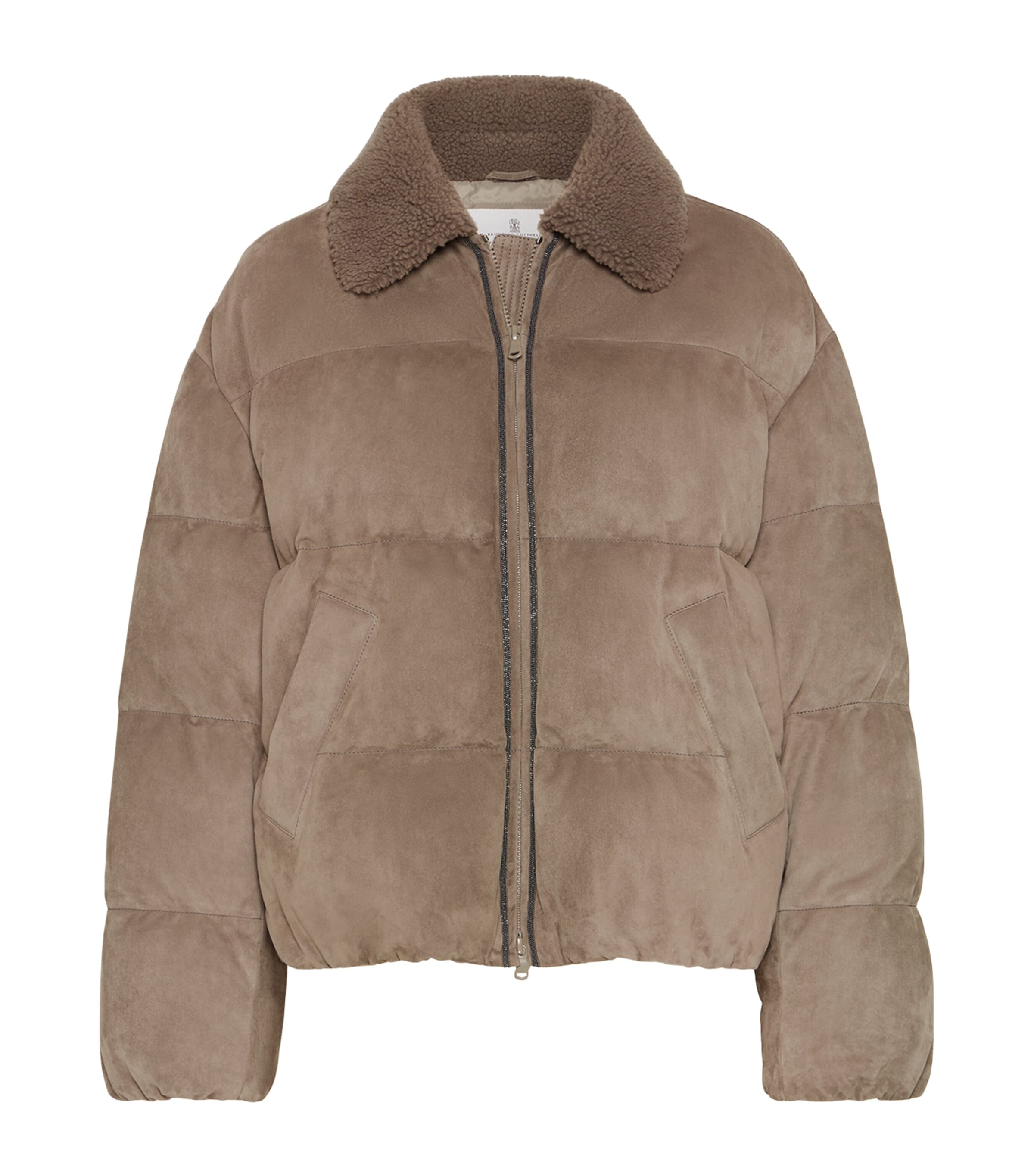 Suede Down Puffer Jacket