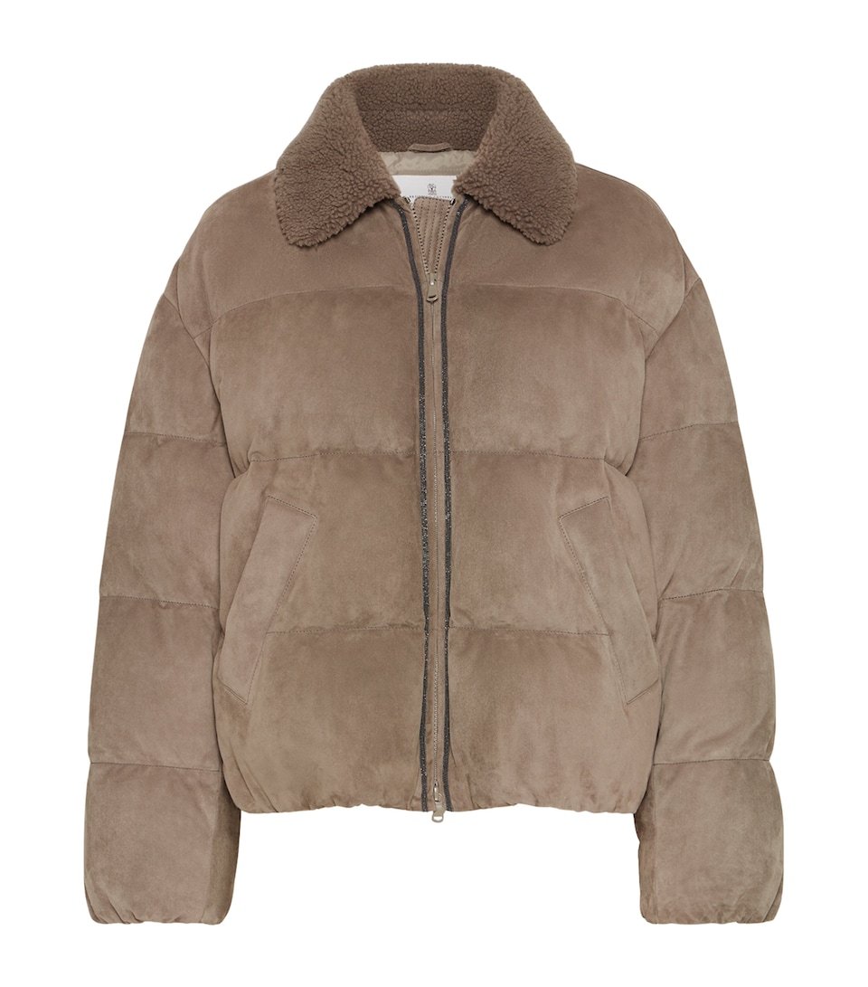 Suede Down Puffer Jacket