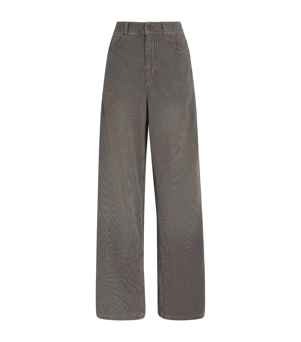 ME+EM Womens Pinstripe Wide-Leg Tapered Jeans Ecru/indigo Wash