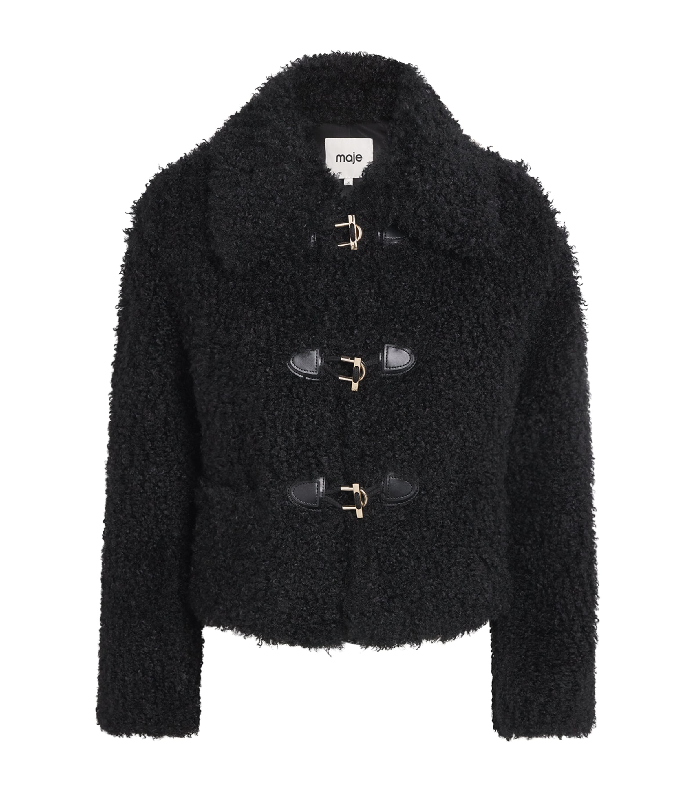 Maje Womens Faux Fur Jacket Black