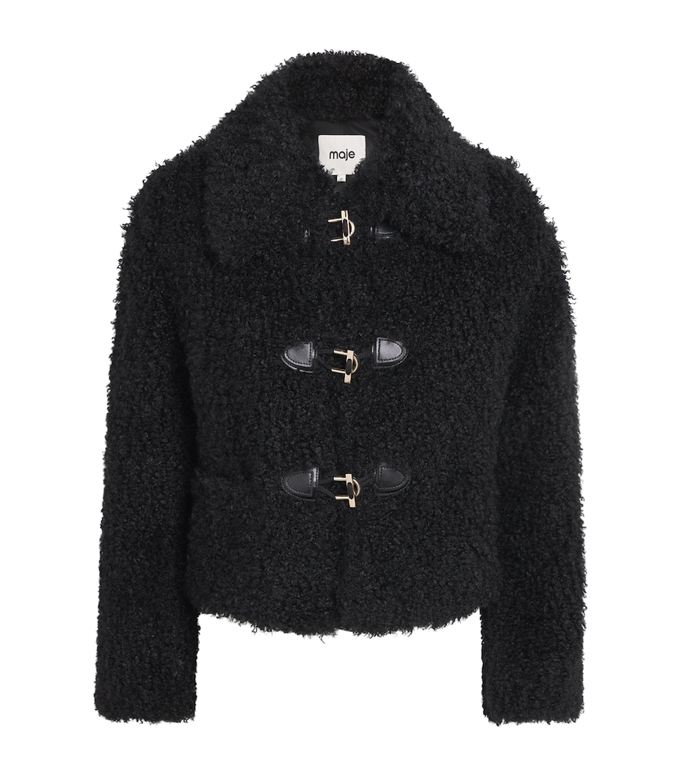 Maje Womens Faux Fur Jacket Black