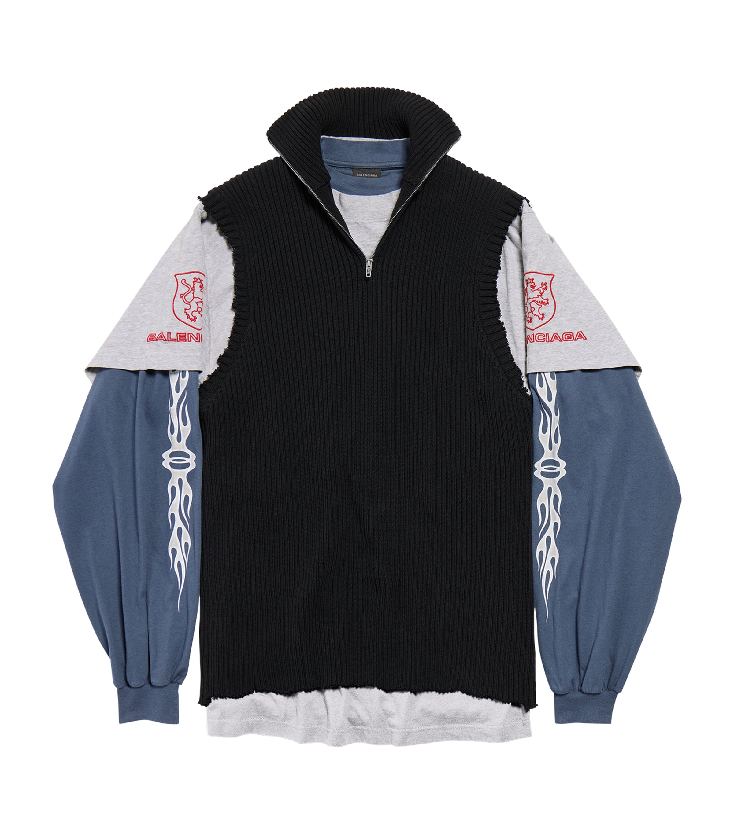 Hybrid Layered Quarter-Zip Sweater