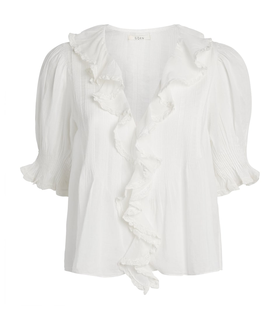 DÔEN Womens Organic Cotton Henri Blouse Salt