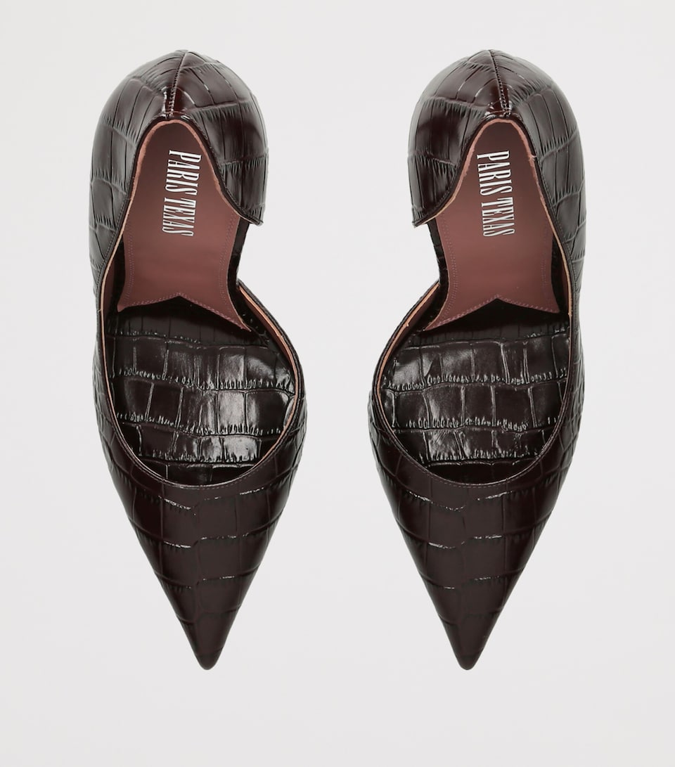 Paris Texas Leather Croc-Embossed Vera Pumps 105 Dark Brown