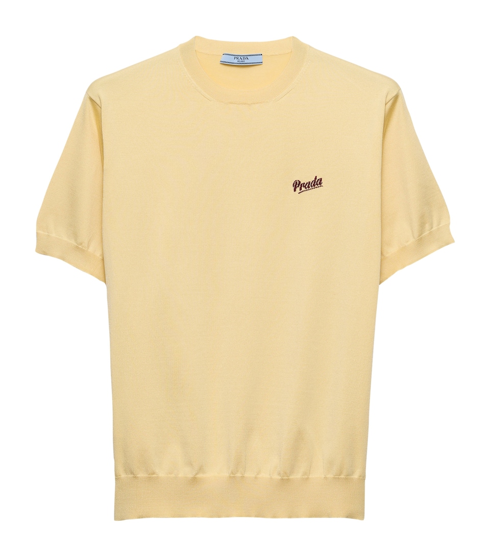 Prada Womens Recycled Silk-Blend Logo Sweater