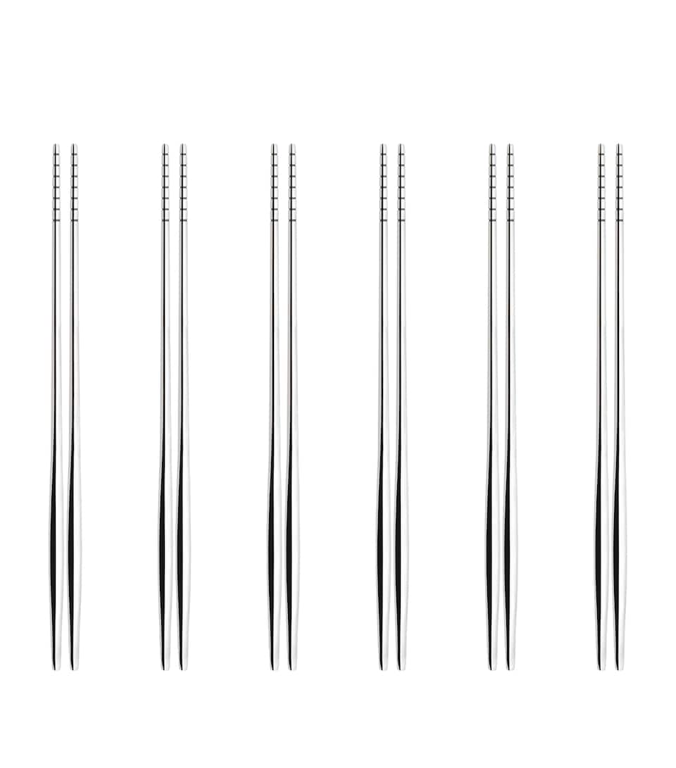 Set of 6 Stainless Steel Natura Chopsticks