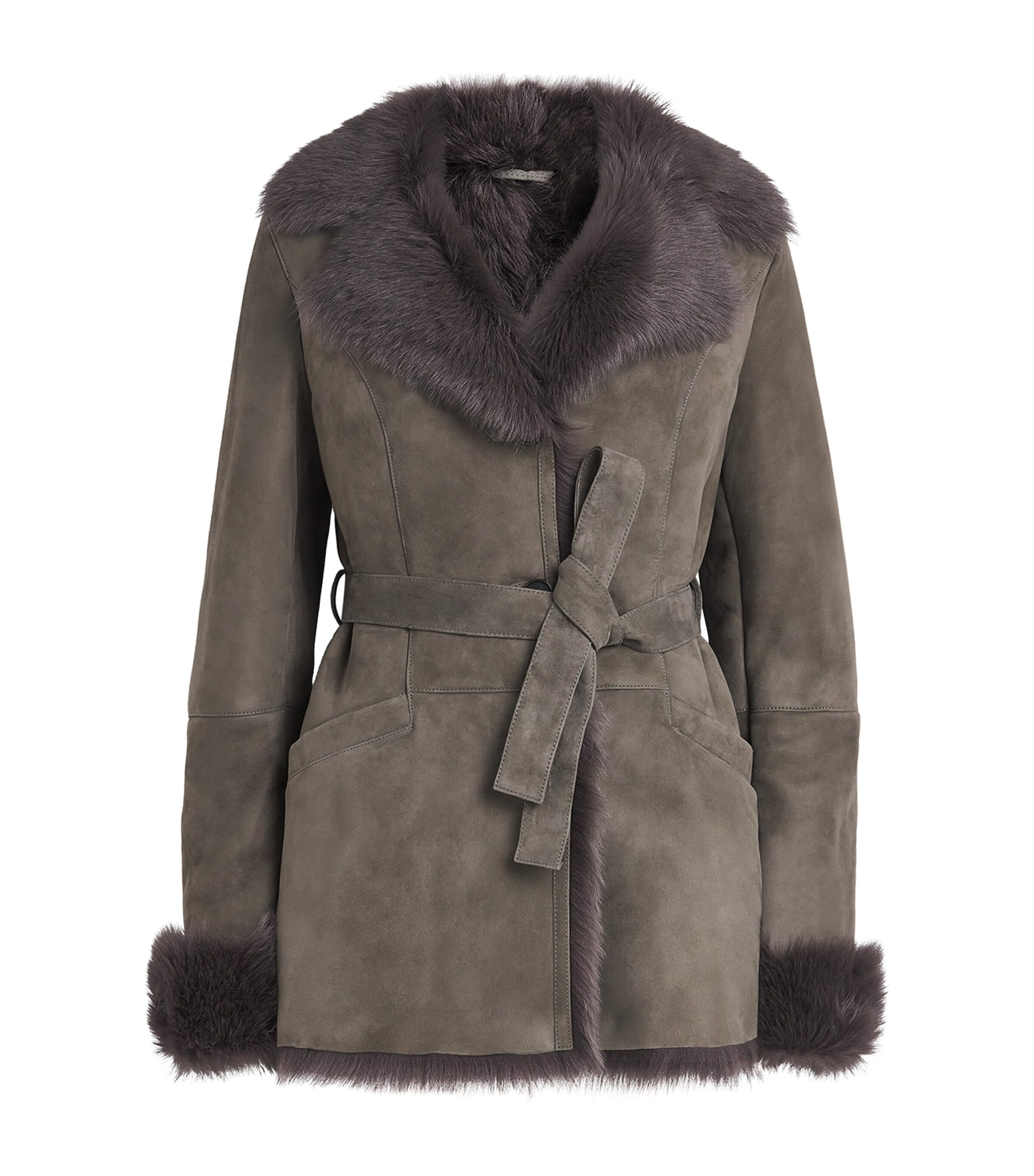 Suede-Shearling Louise Coat