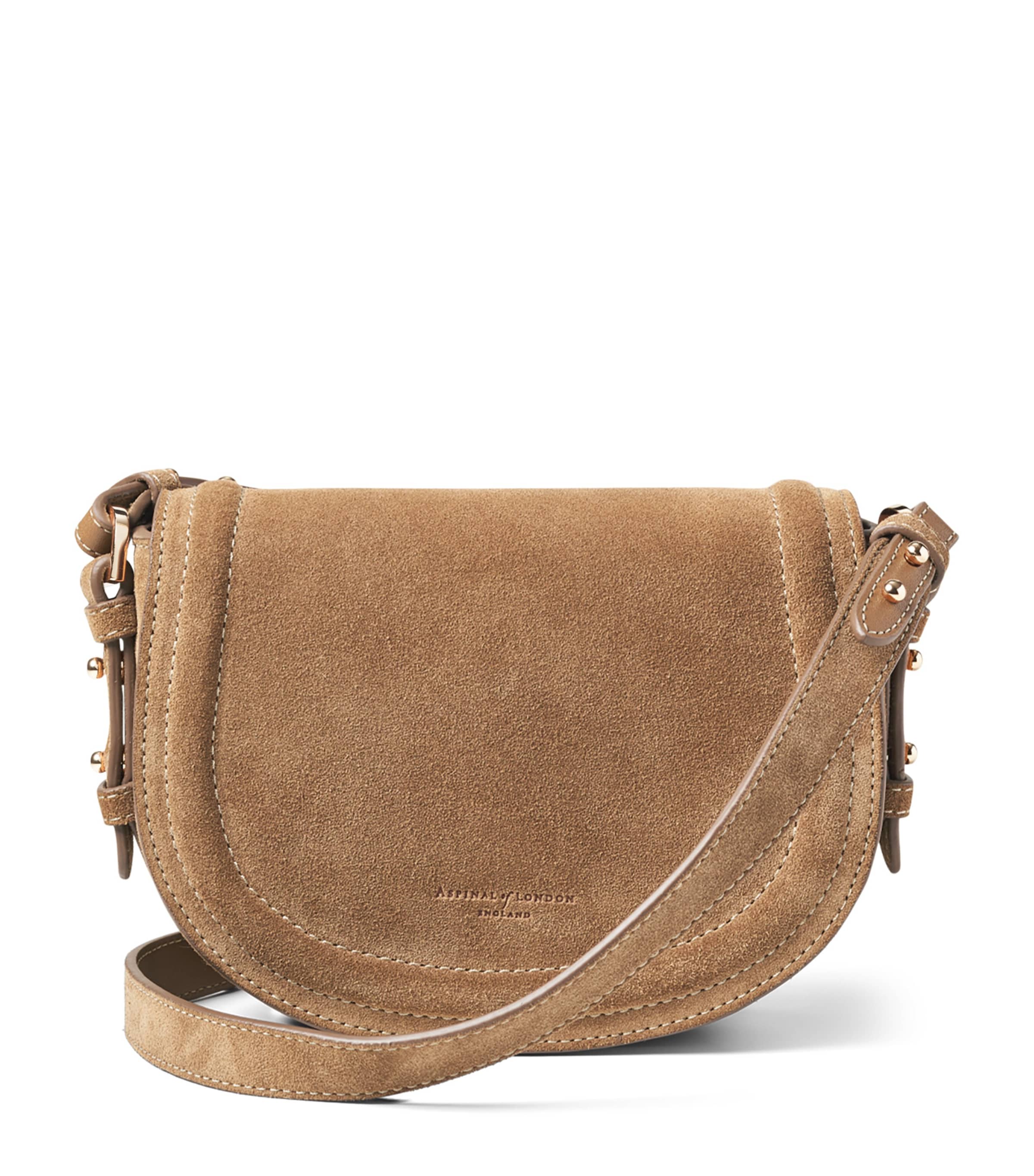 Aspinal Of London Suede Stella Cross-Body Satchel Camel