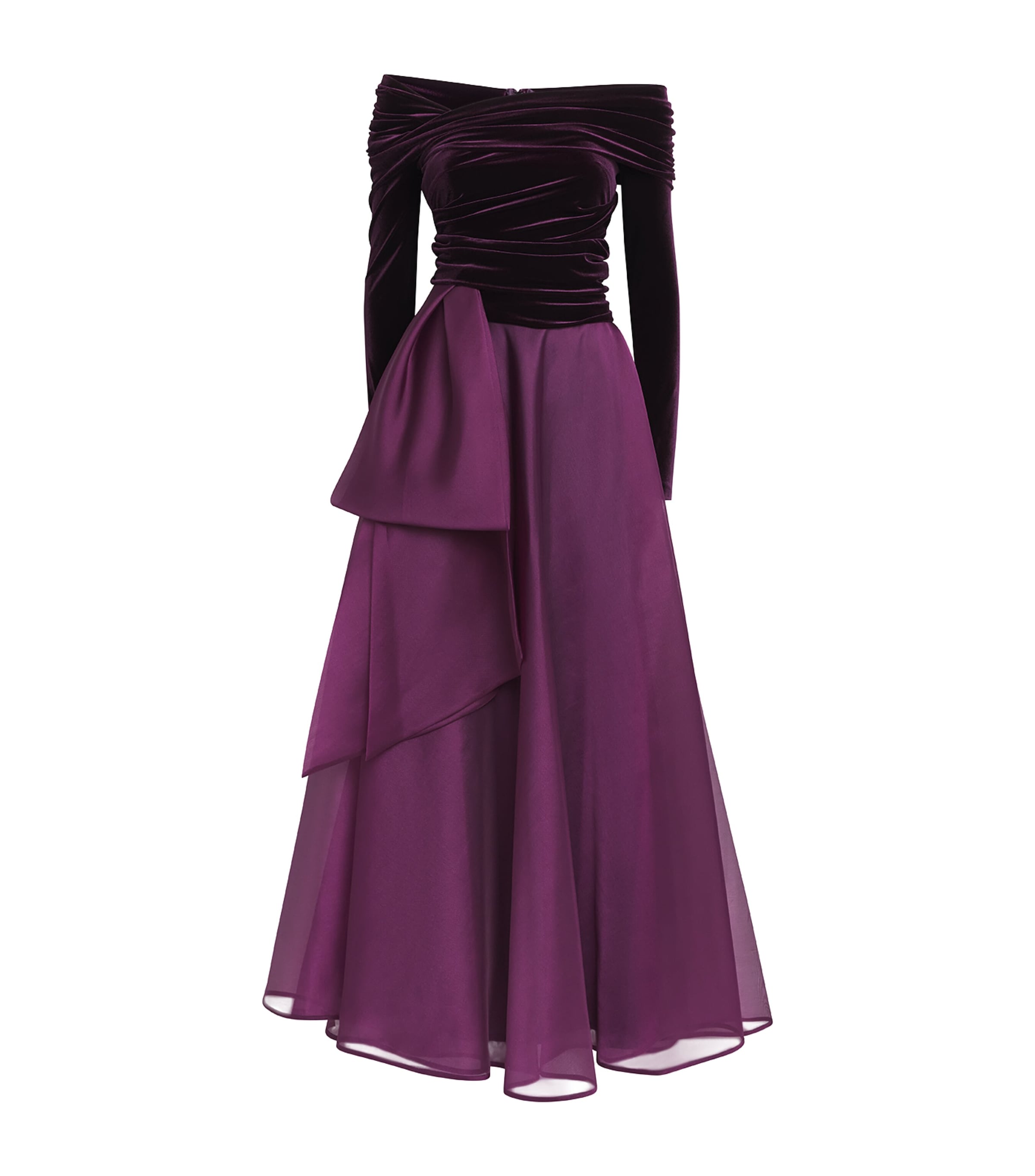 Talbot Runhof Womens Stretch Velvet-Organza Gown Purple