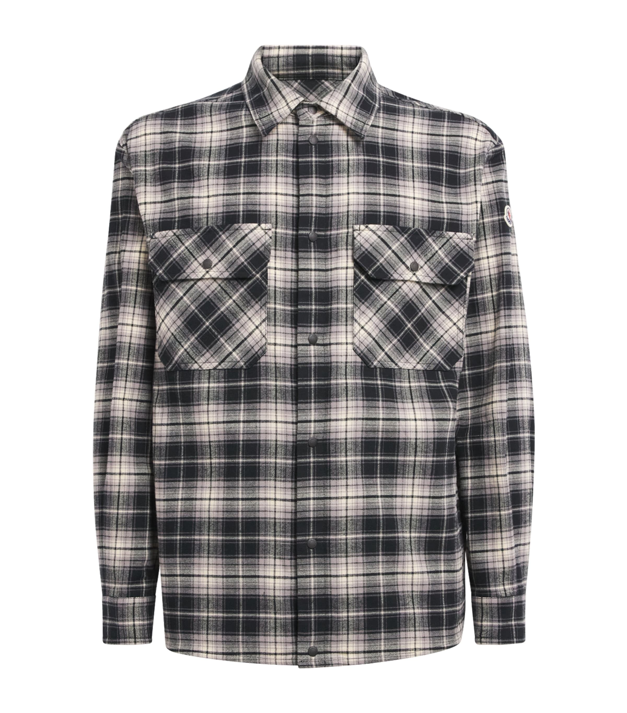 Moncler Mens Cotton Check Zip-Up Shirt