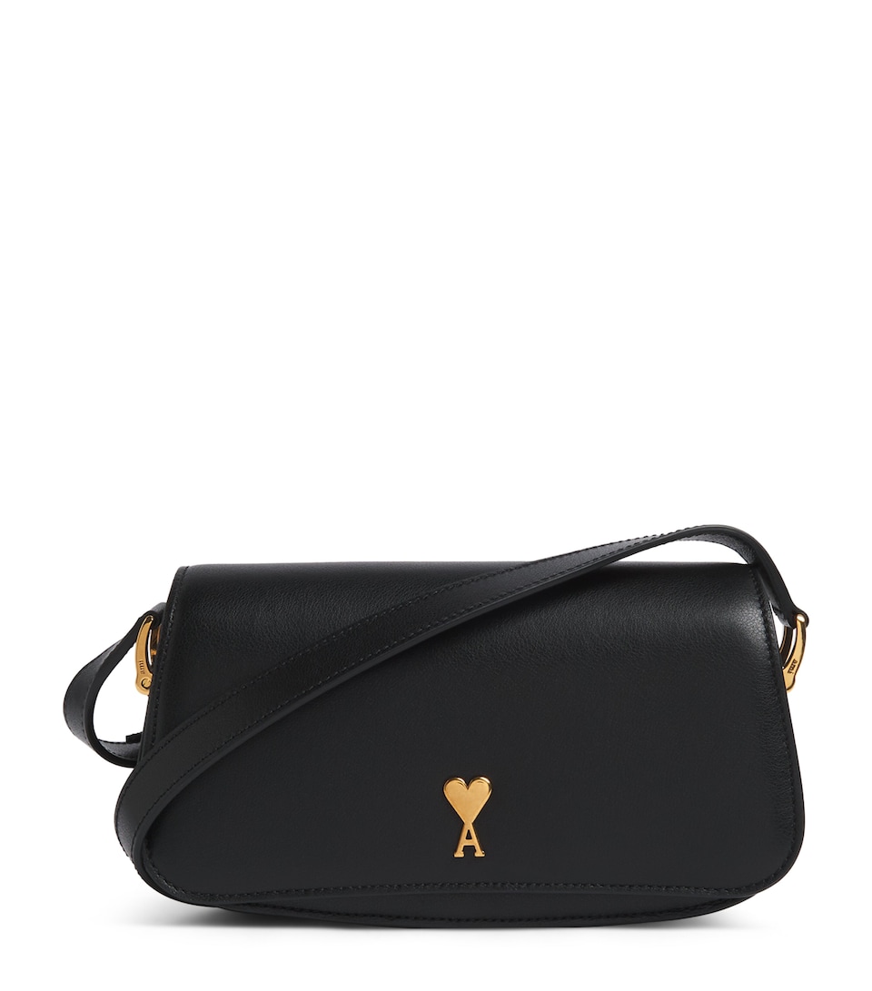 AMI Paris Leather Paris Paris Shoulder Bag Noir/lton Vibre