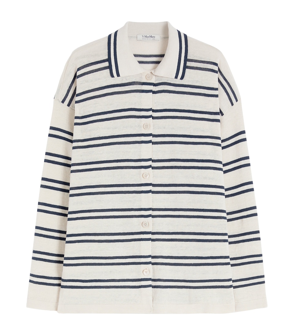 Max Mara Womens Linen Stripe Cardigan White