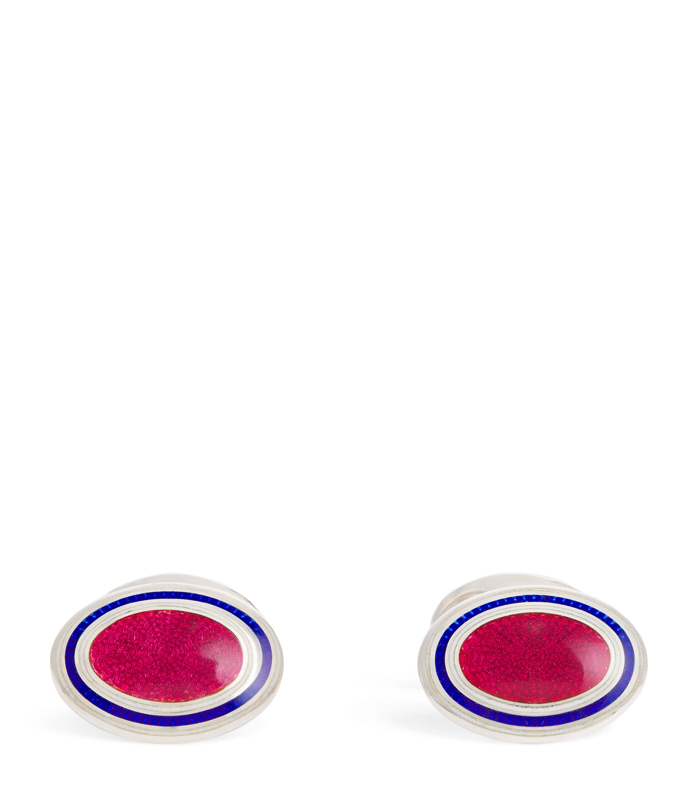 Sterling Silver and Enamel Oval Cufflinks