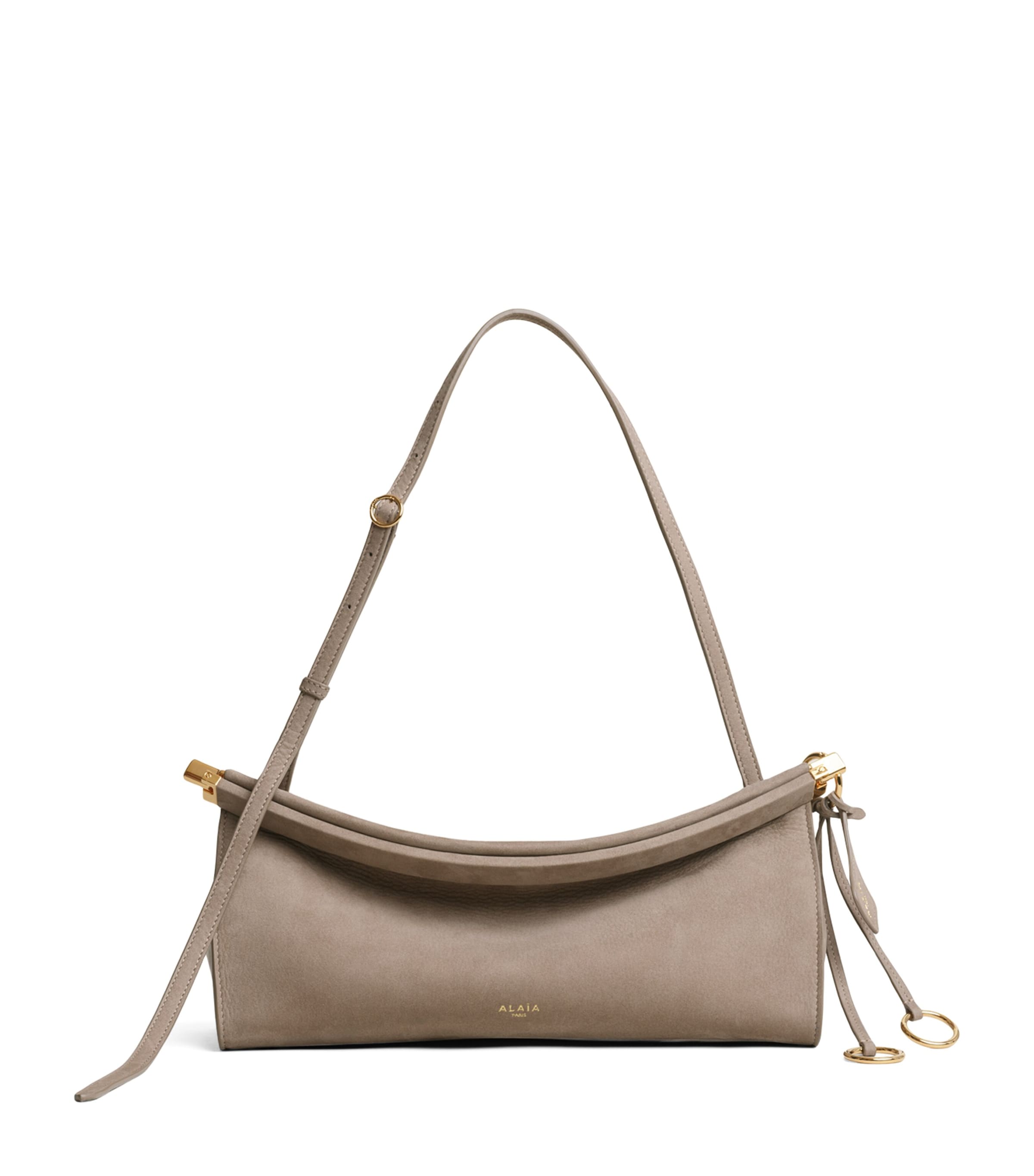 Alaïa Medium Nubuck Le Click East West Shoulder Bag Mist