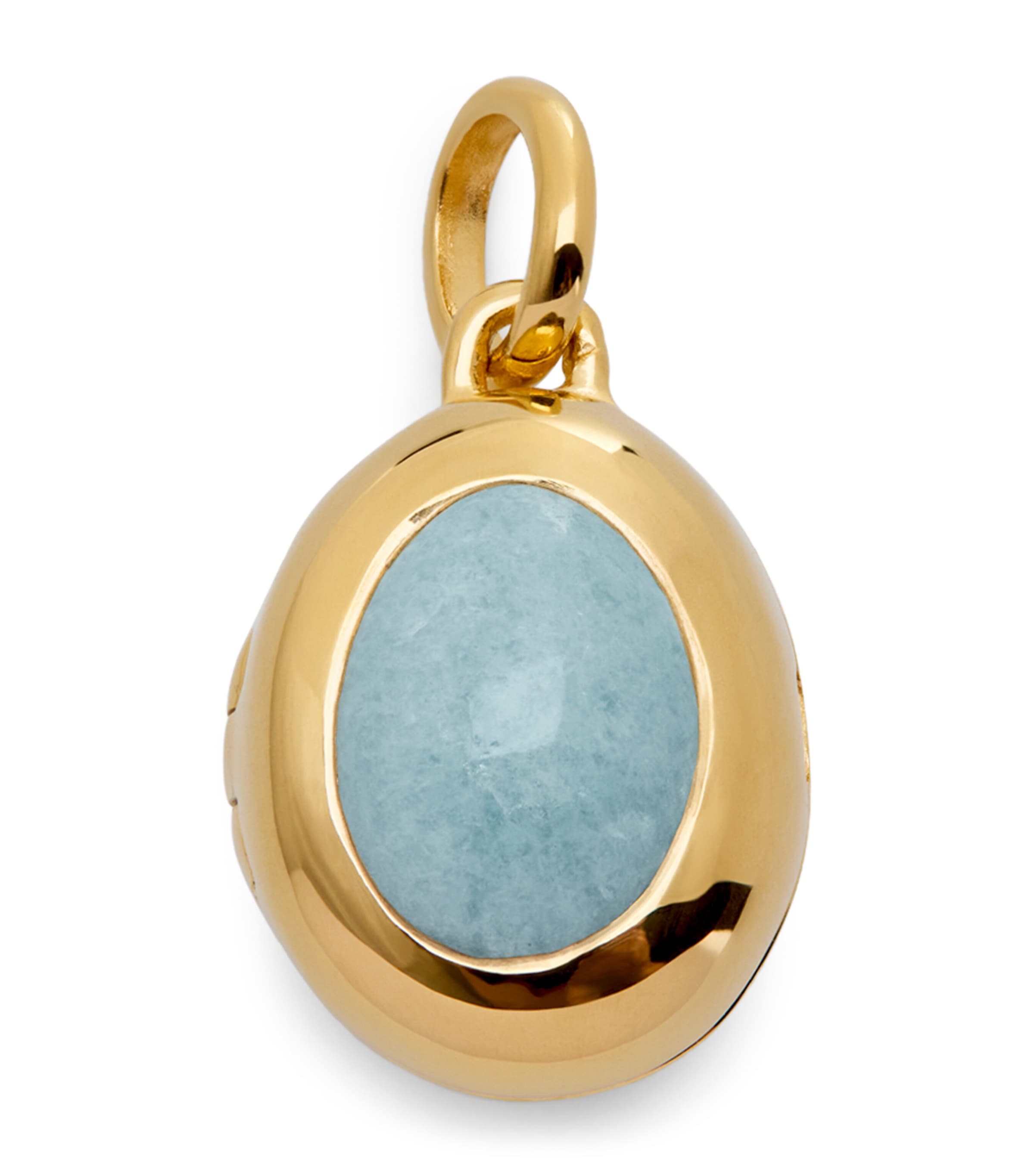 Monica Vinader Gold Vermeil and Aquamarine March Birthstone Locket Blue