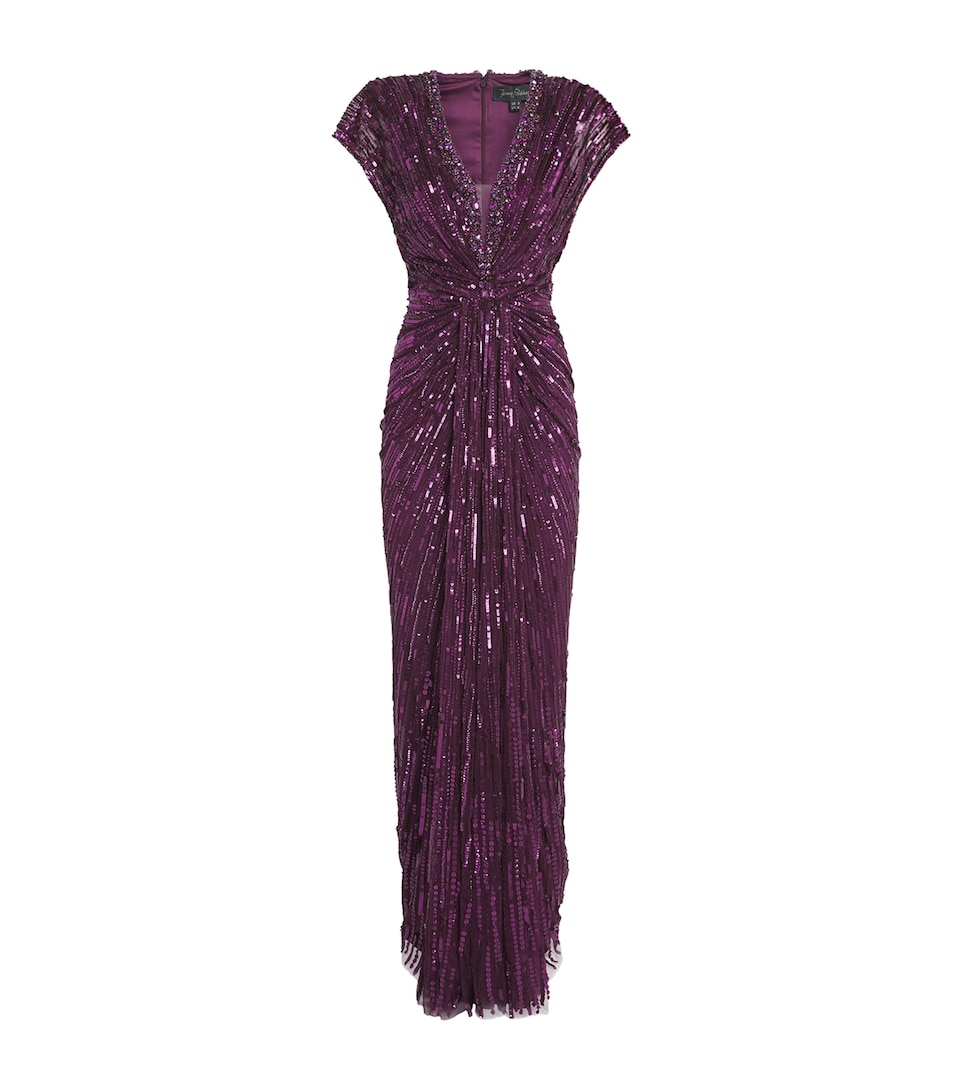 Jenny Packham Womens Sequinned Lacie Gown Purple