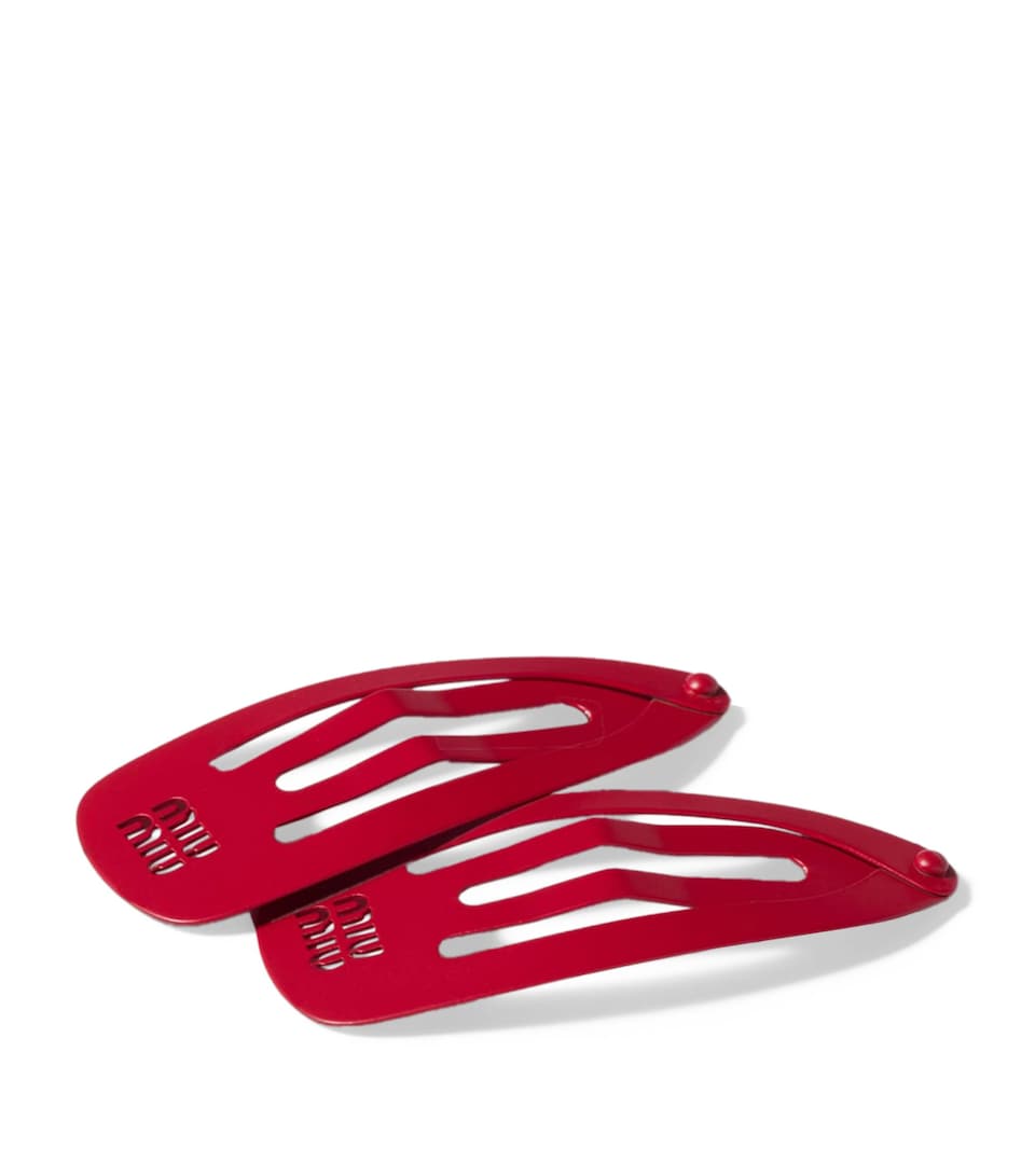 Miu Miu Metal Logo Hair Clips (Set of 2) Red