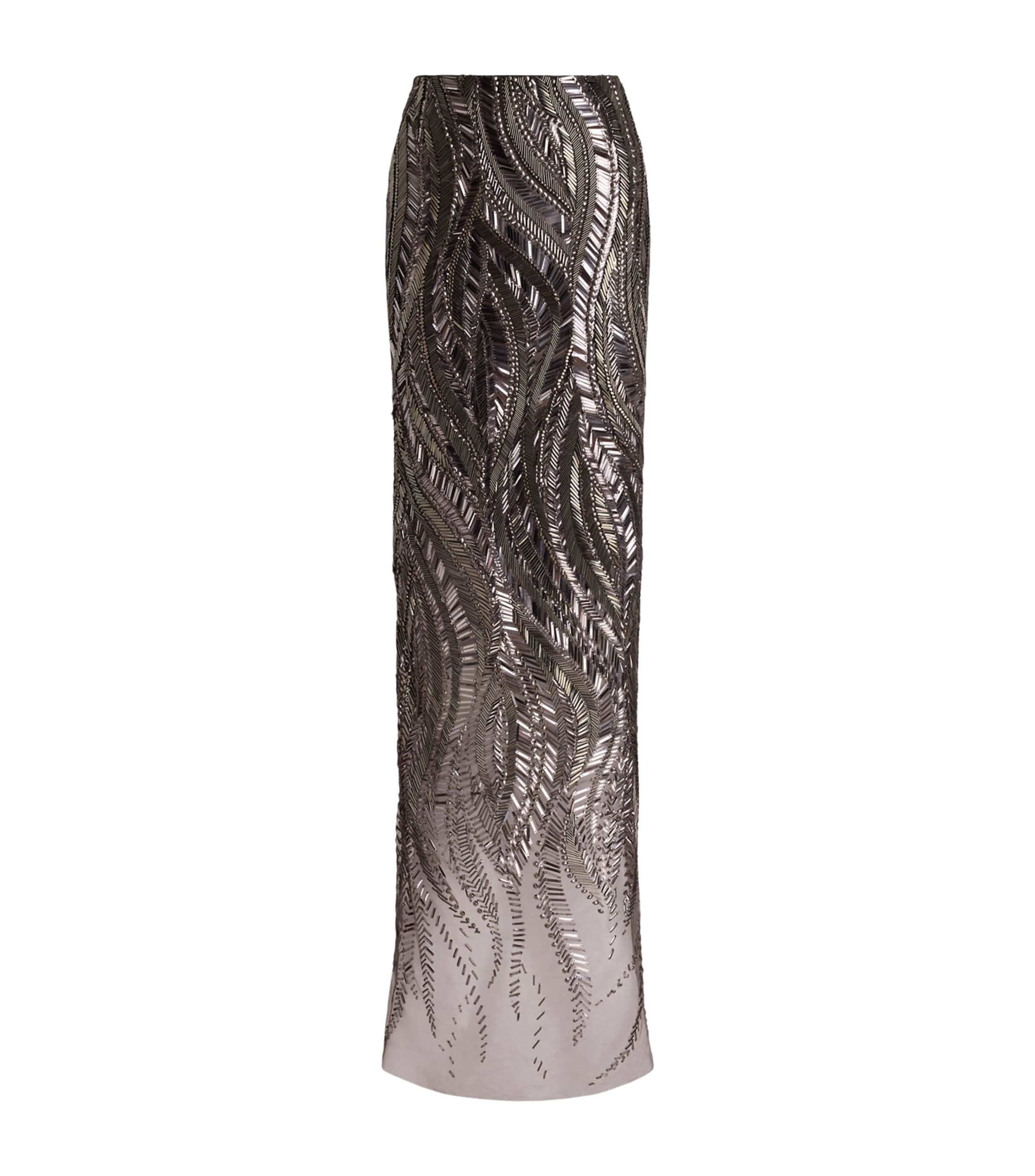 Ralph Lauren Collection Womens Tulle Embellished Camila Maxi Skirt Dark Grey