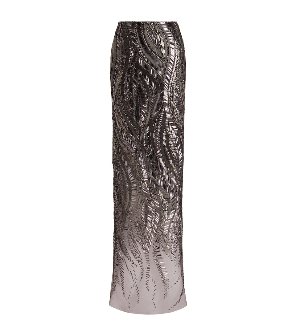 Ralph Lauren Collection Womens Tulle Embellished Camila Maxi Skirt Dark Grey