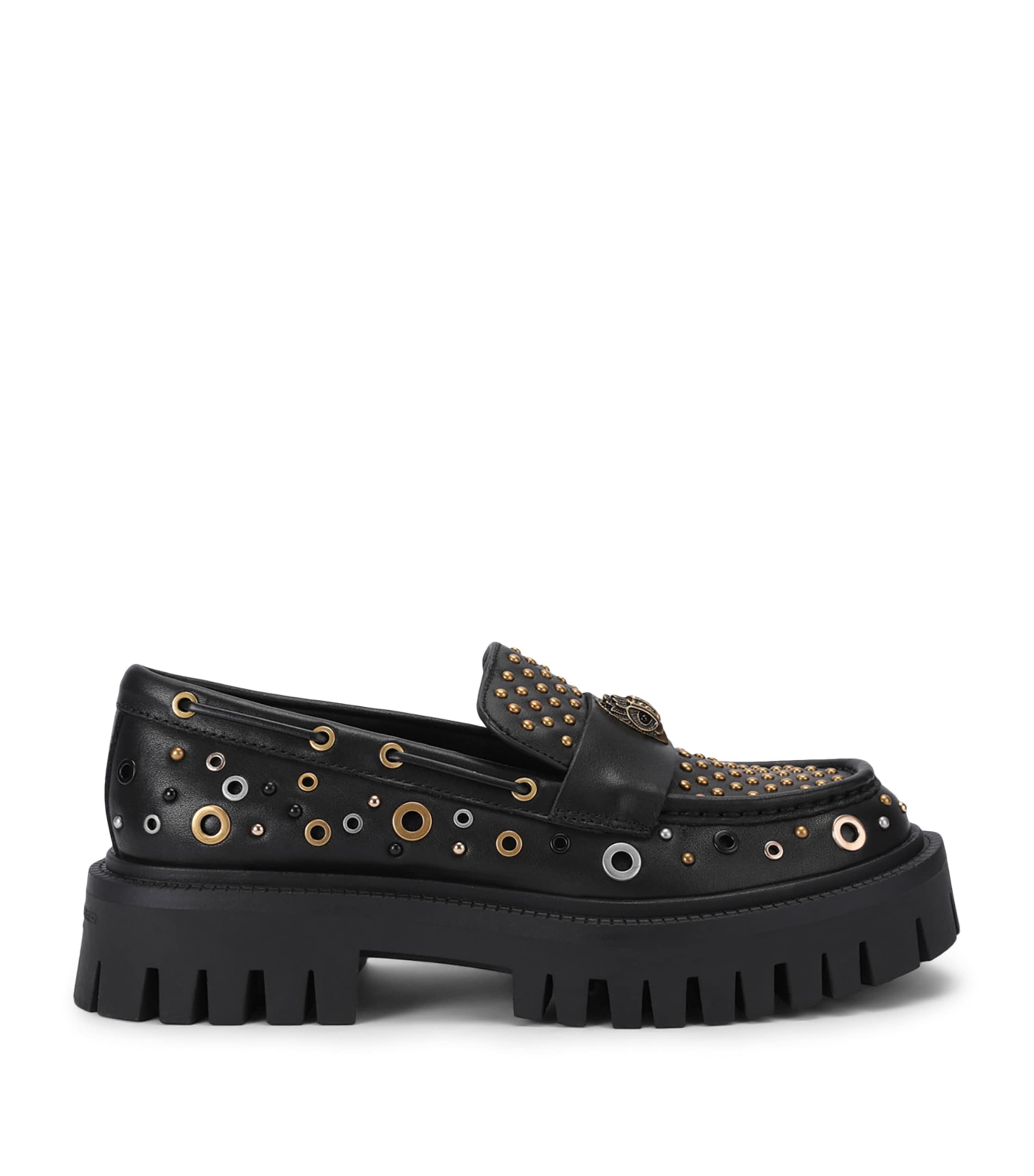 Kurt Geiger London Leather Studded Chunky Loafers Black