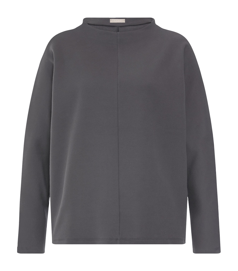 Hanro Womens High-Neck Sweatshirt Dark Sesame