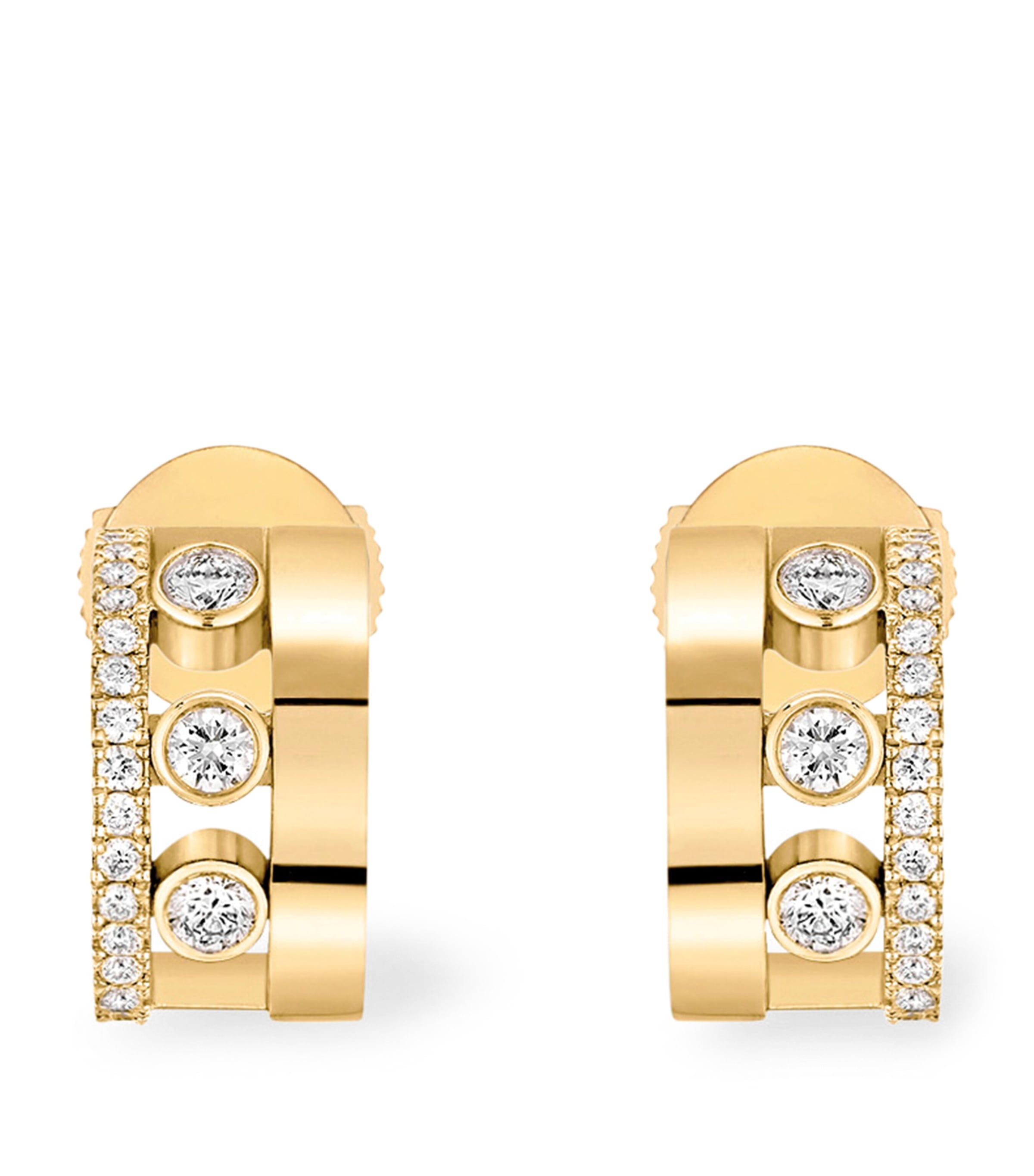 Yellow Gold and Diamond Move Ramone Hoop Earrings