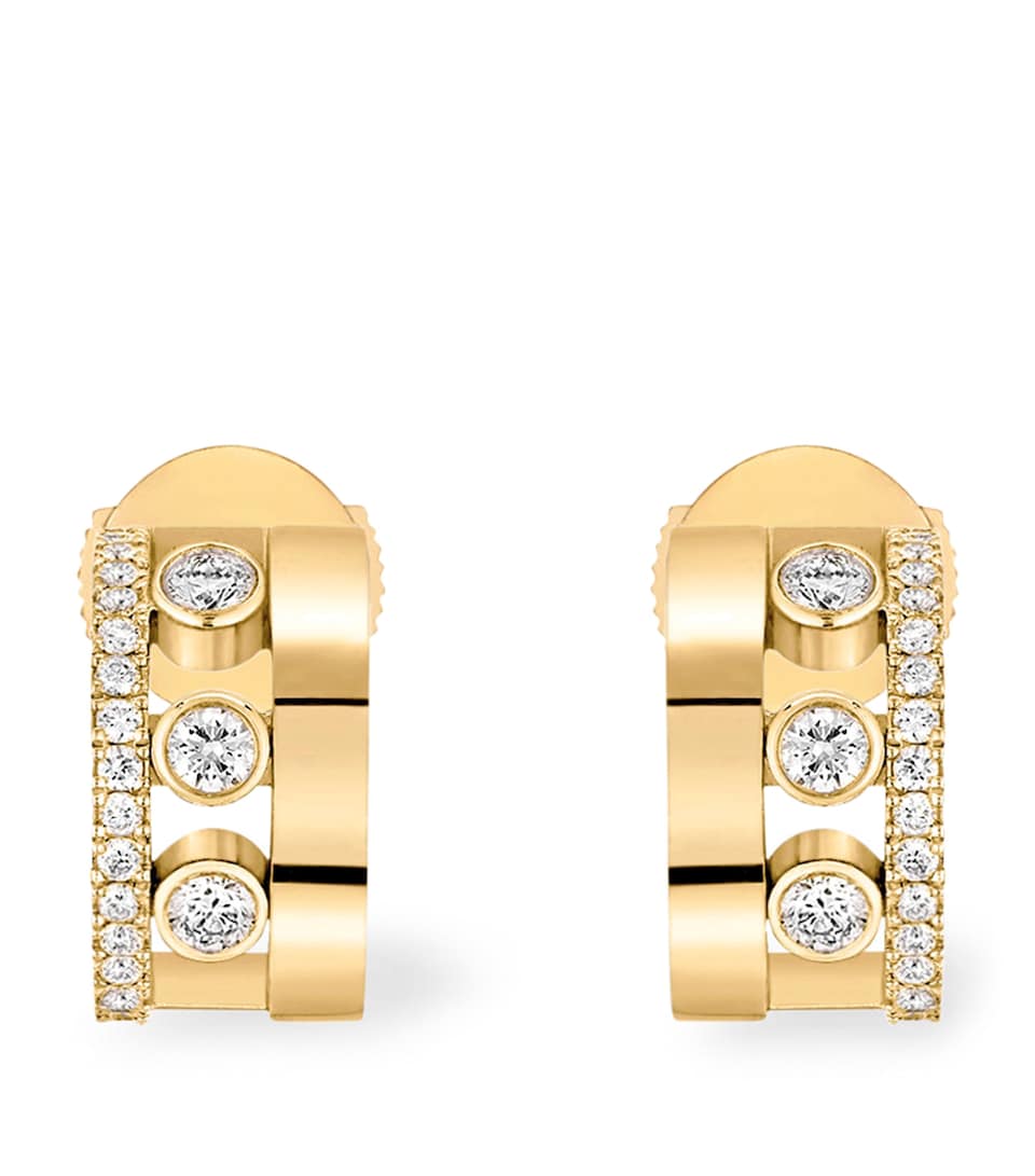 Yellow Gold and Diamond Move Ramone Hoop Earrings