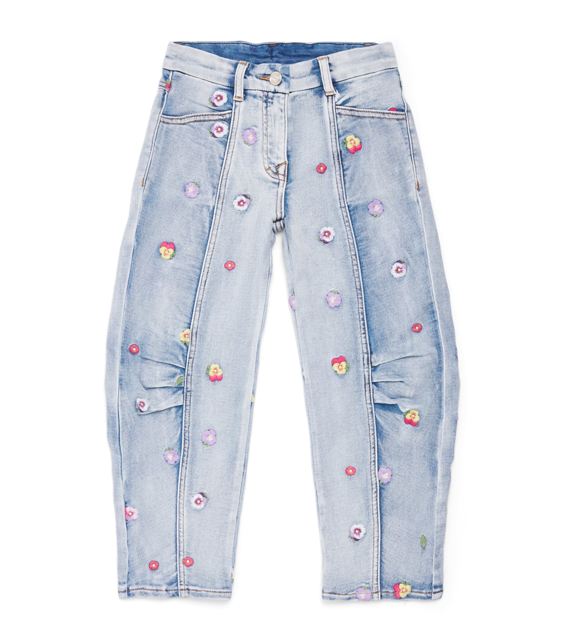 Monnalisa Embroidered Carrot-Fit Jeans (2-12 Years) Stonebleach+multi