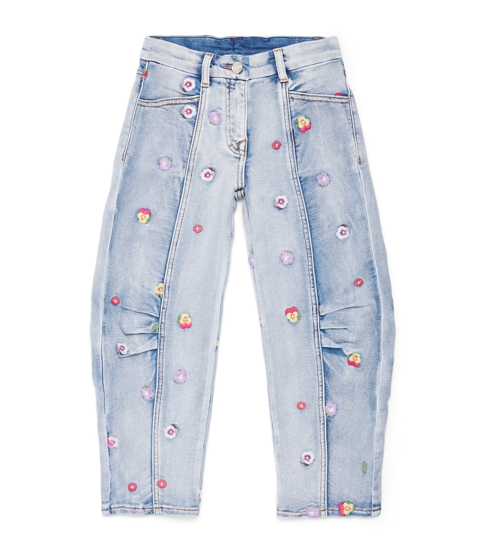 Monnalisa Embroidered Carrot-Fit Jeans (2-12 Years) Stonebleach+multi