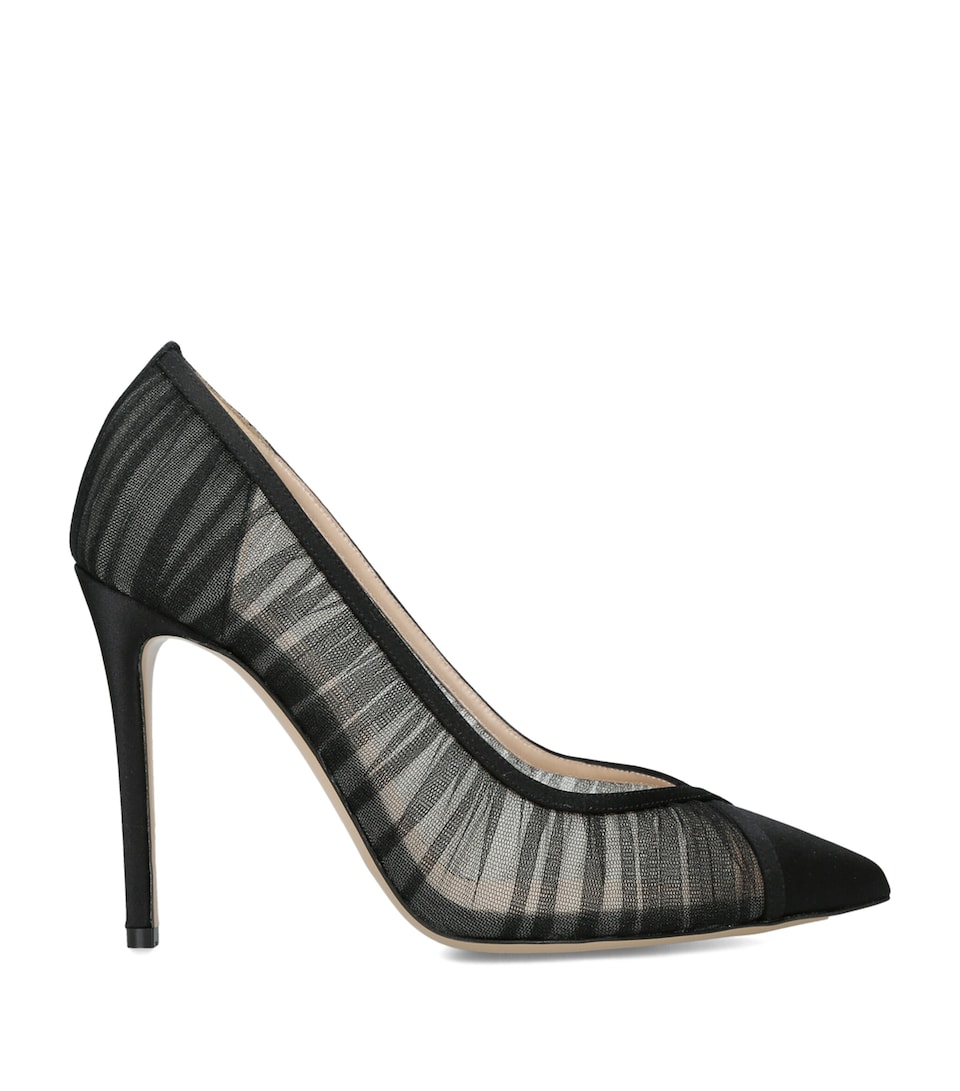 Andrea Wazen Mesh Pleated Nora Pumps 105 Black