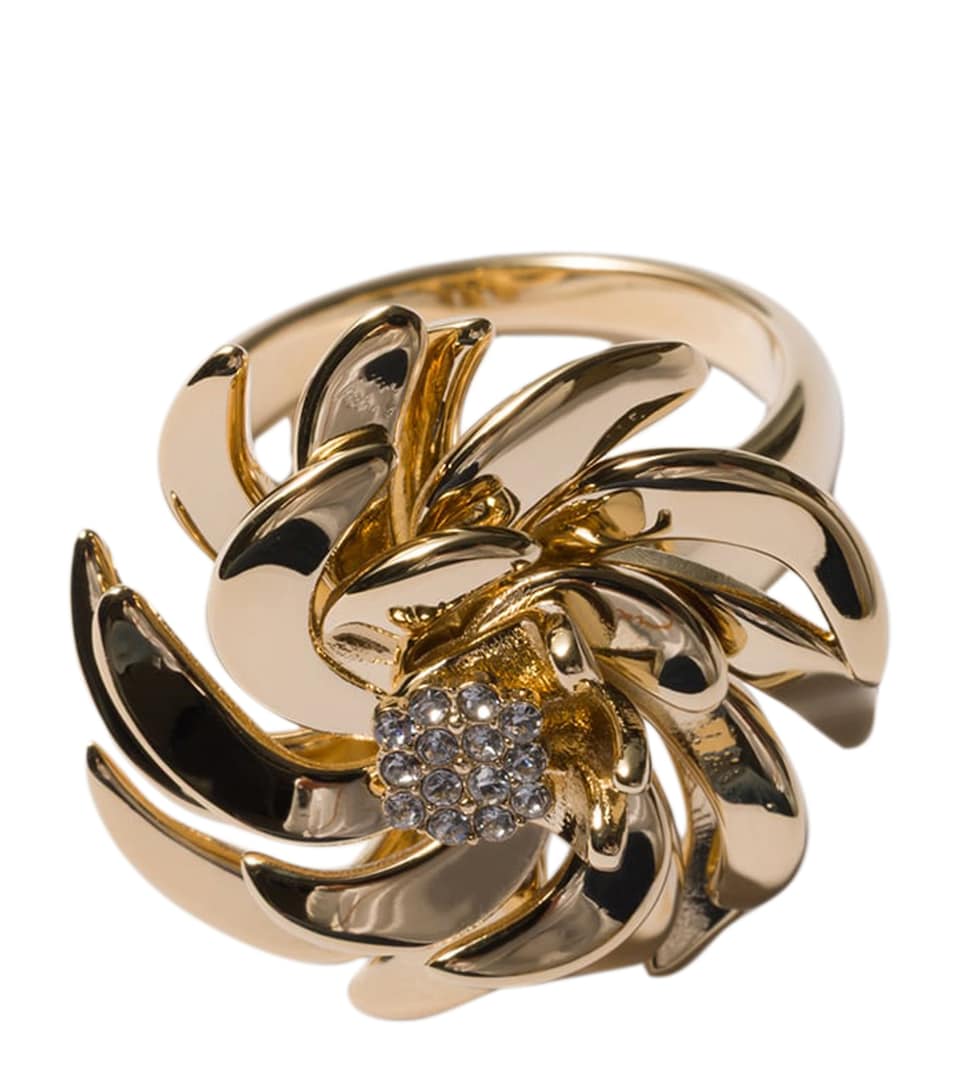 Crystal-Embellished Floral Ring