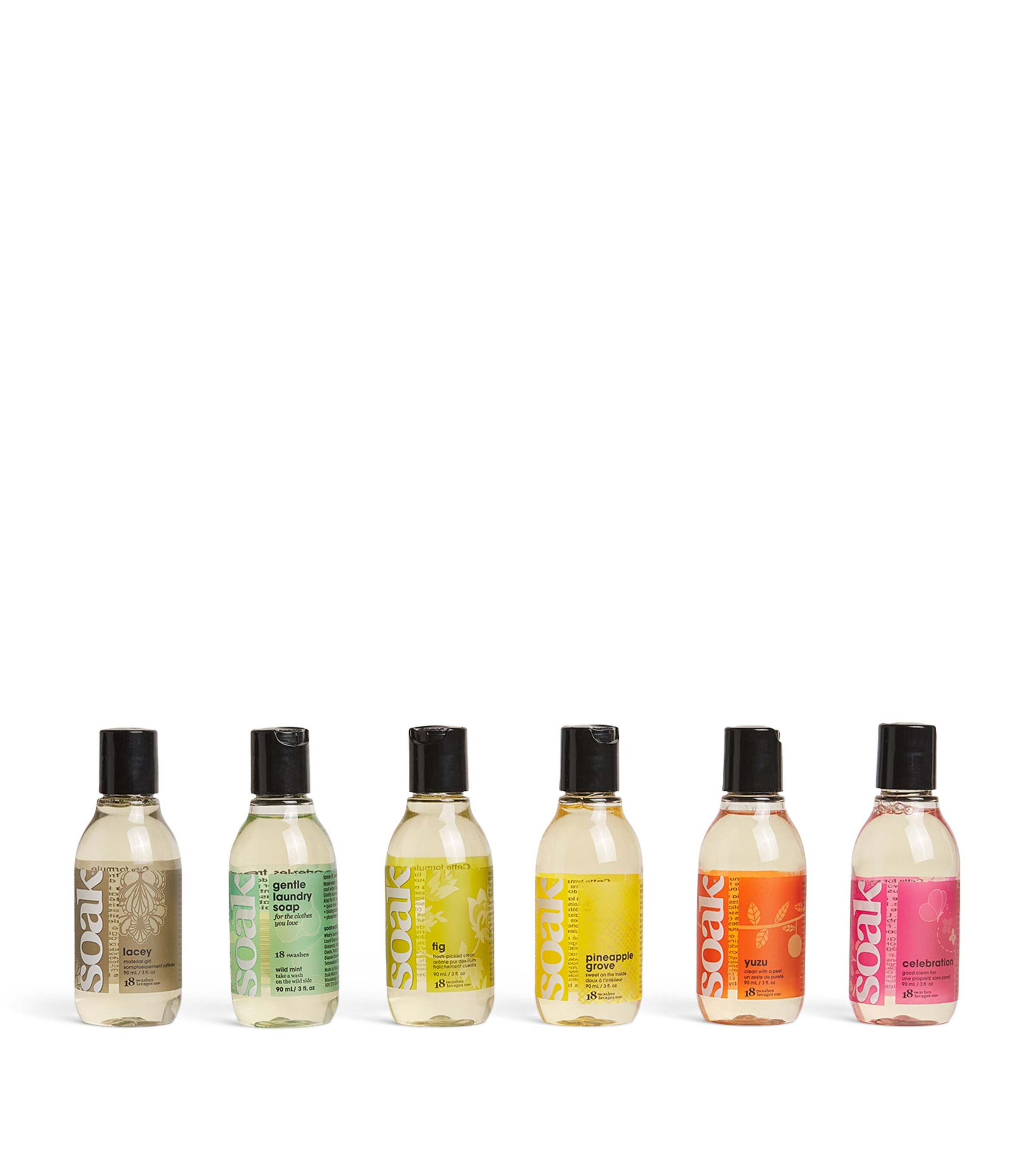 SOAK Assorted Laundry Soap Travel Pack (6 x 90ml) Mixed