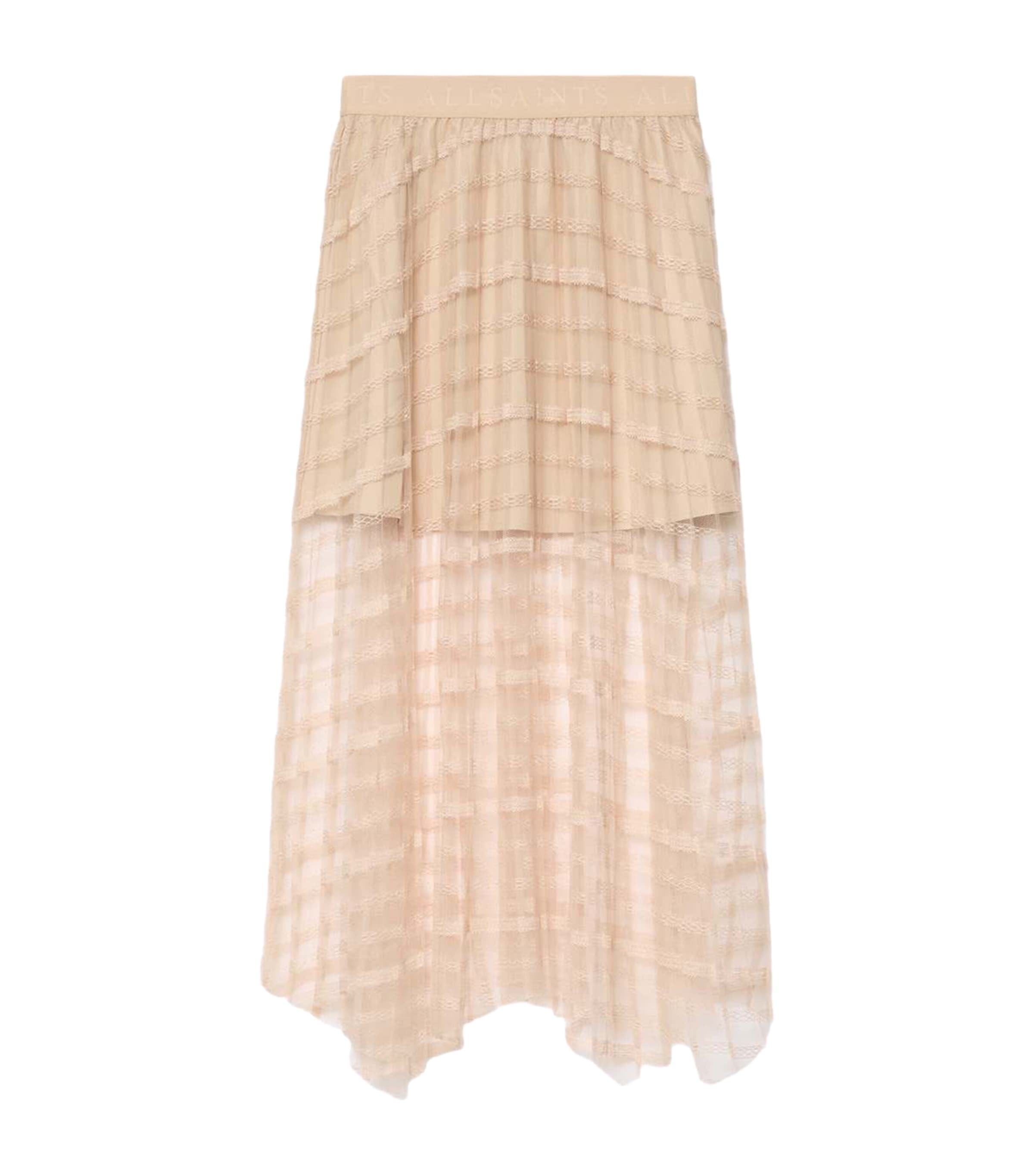AllSaints Womens Sheer Celia Maxi Skirt Blush Pink