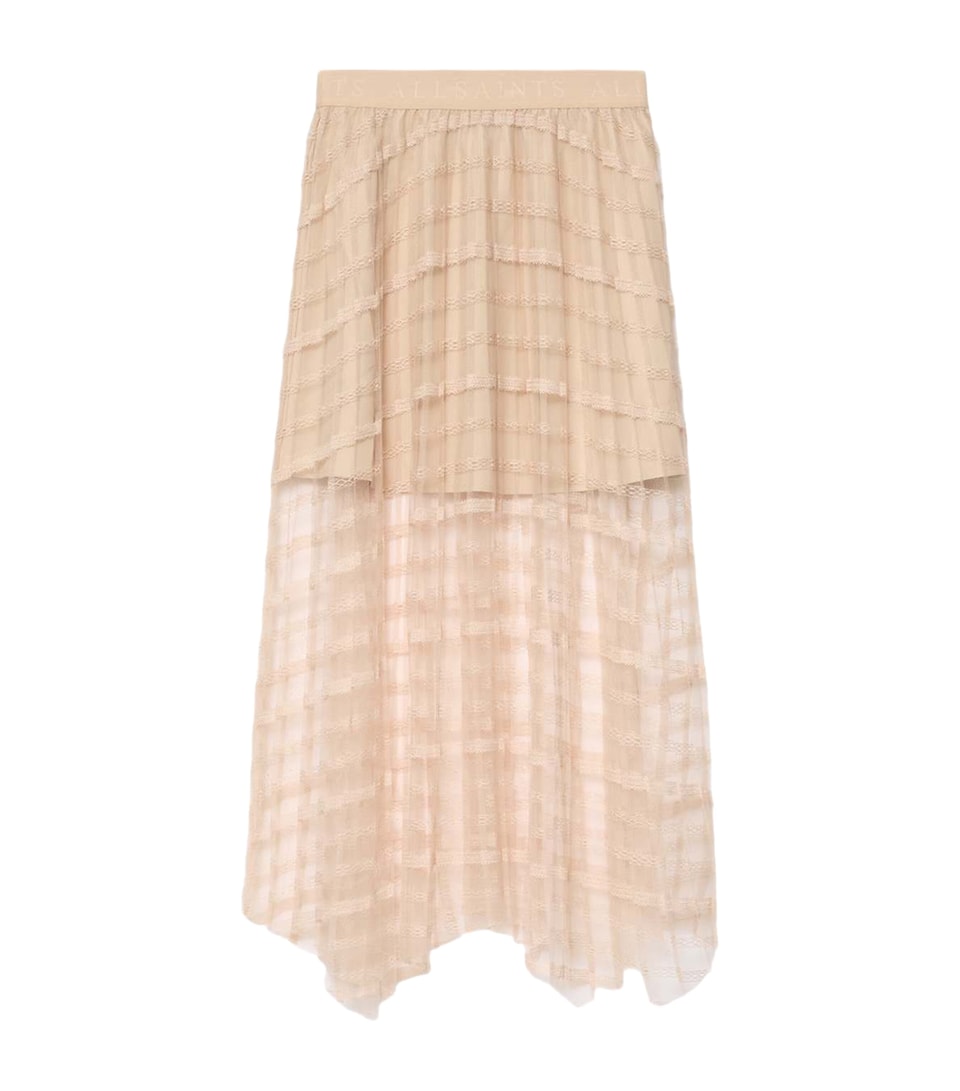 AllSaints Womens Sheer Celia Maxi Skirt Blush Pink