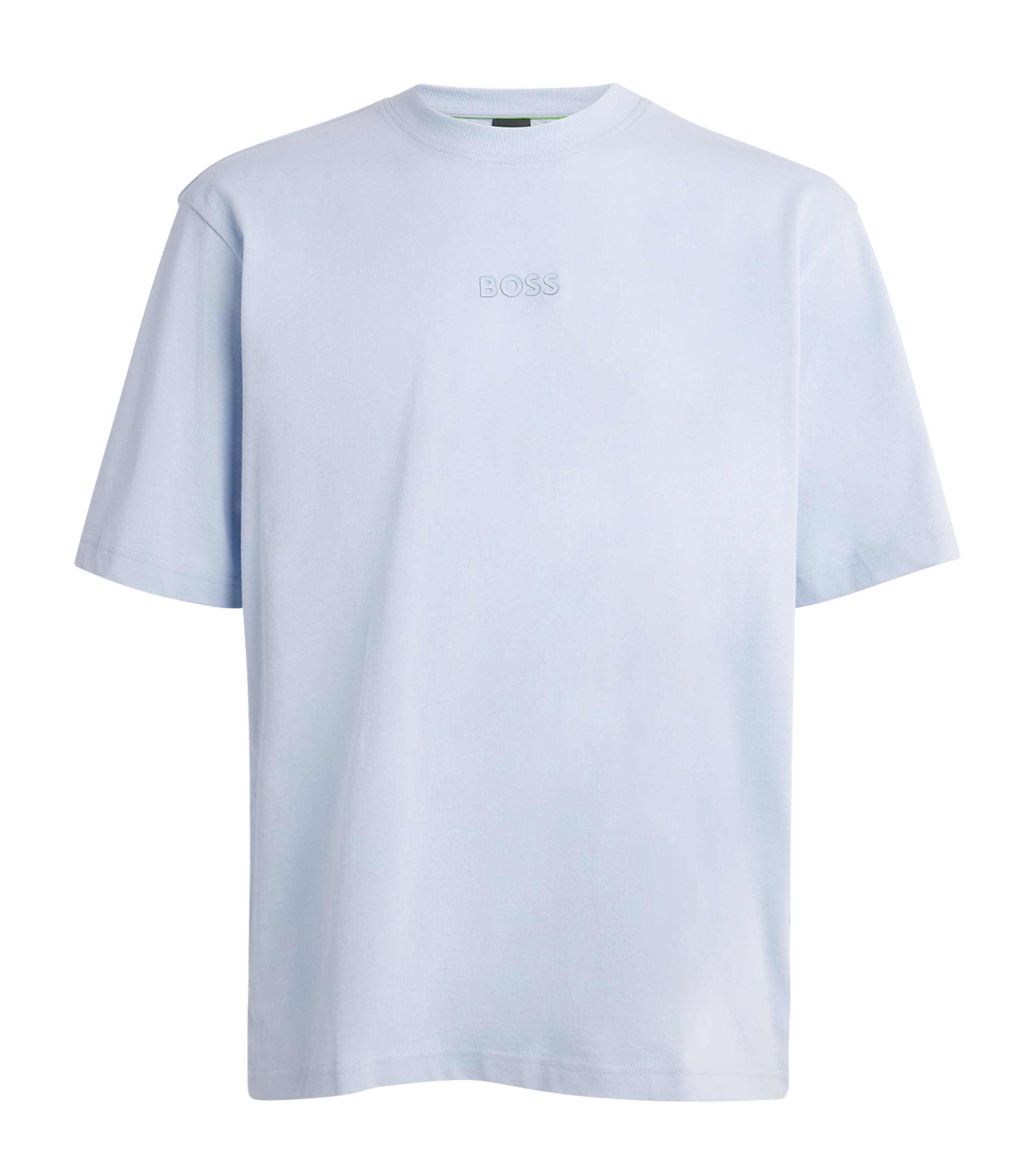 BOSS Mens Cotton Logo T-Shirt Open Blue