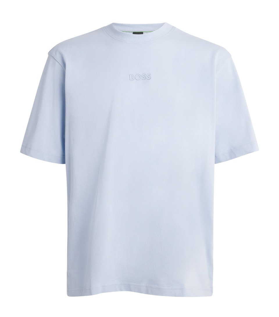 BOSS Mens Cotton Logo T-Shirt Open Blue