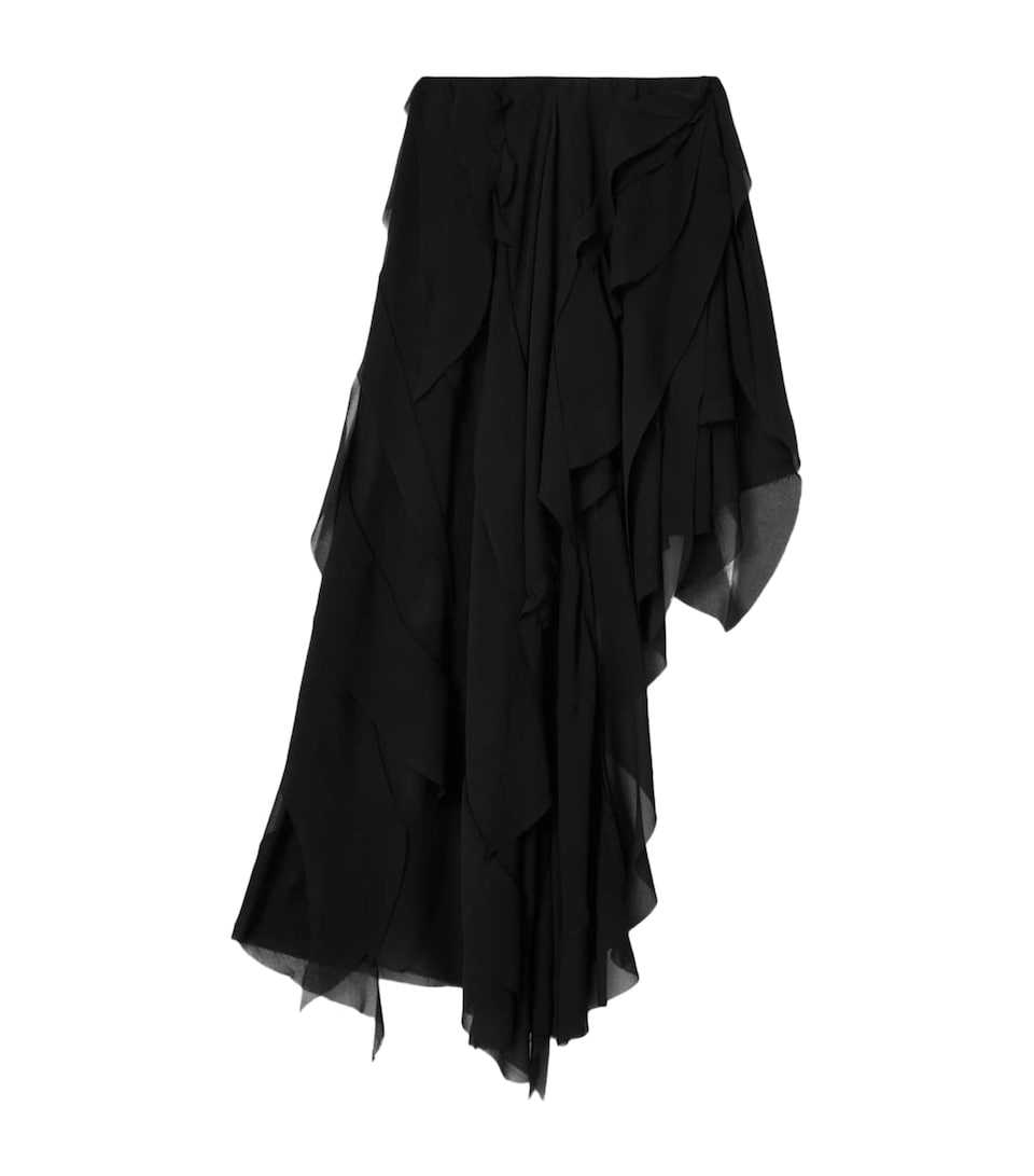 AllSaints Womens Asymmetric Ruffle Melody Skirt Black