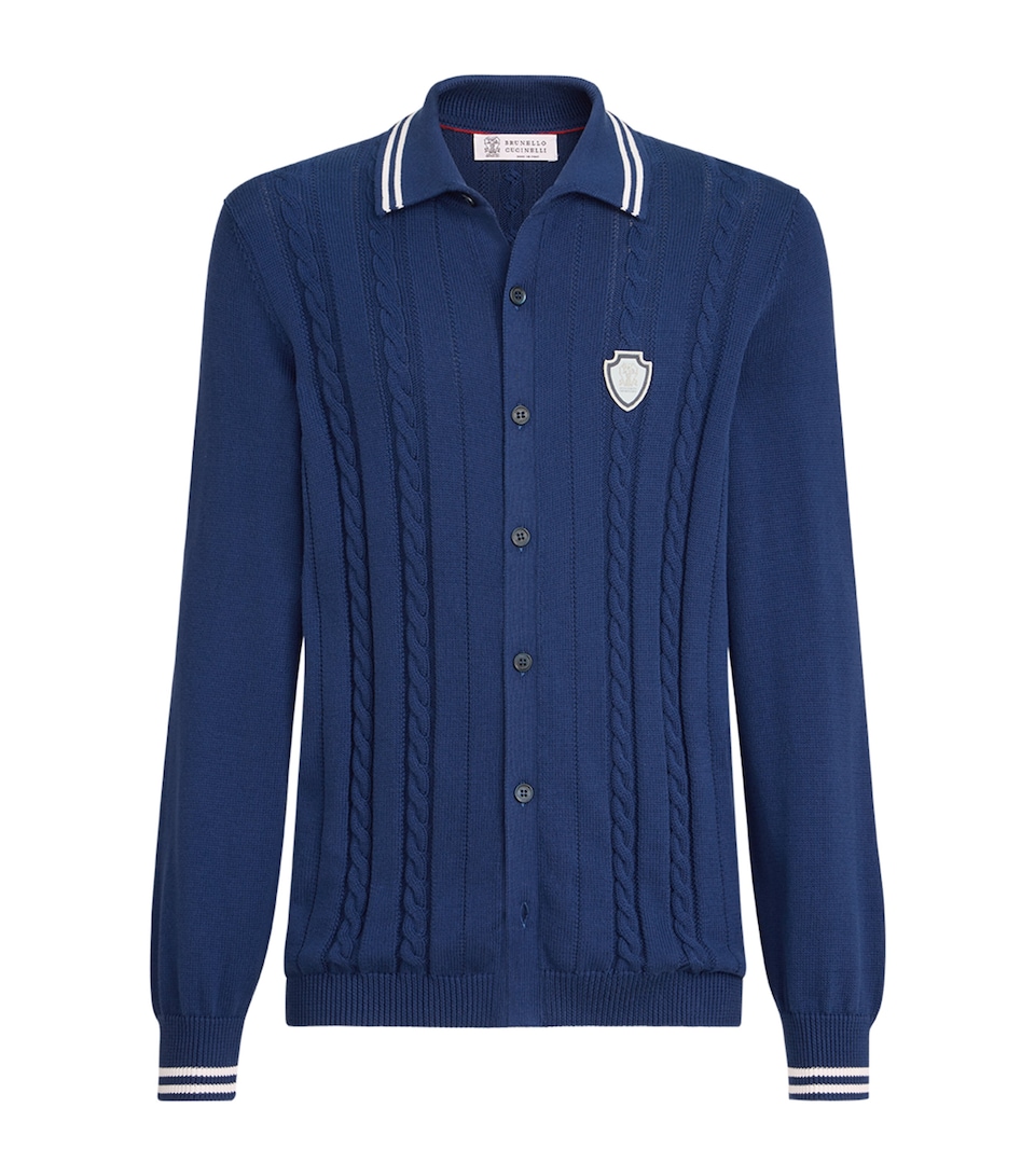 Brunello Cucinelli Mens Cotton Cable-Knit Cardigan