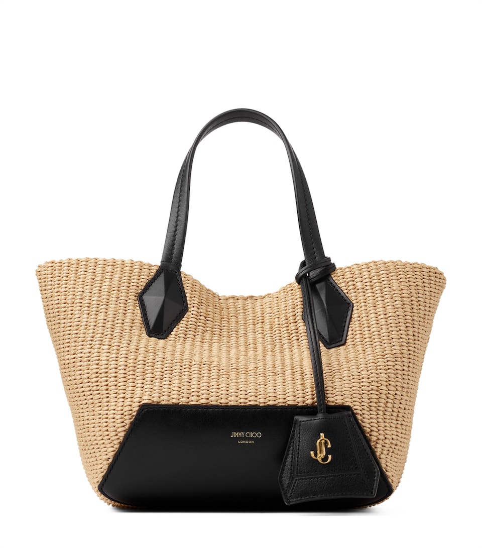 Small Diamond Raffia Tote Bag