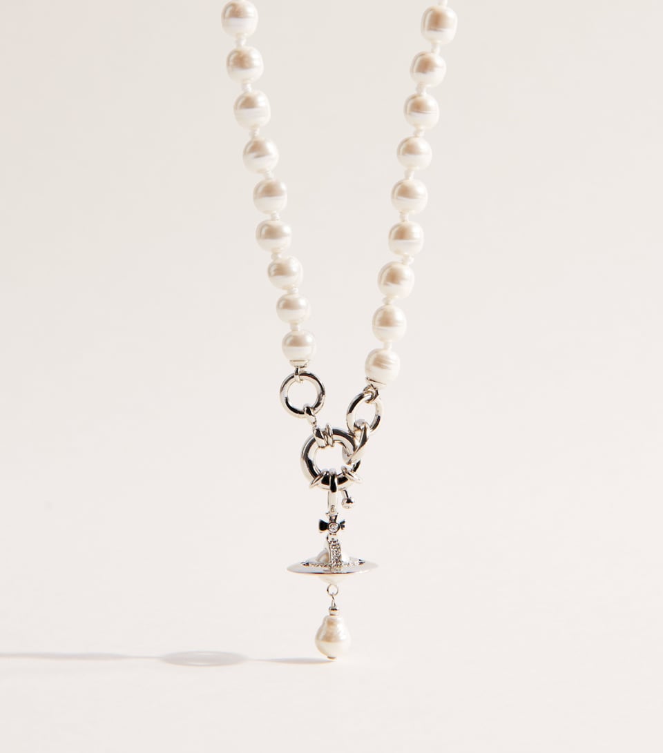 Vivienne Westwood Aleksa Pendant Necklace Pl/cr Rs Prl/cr