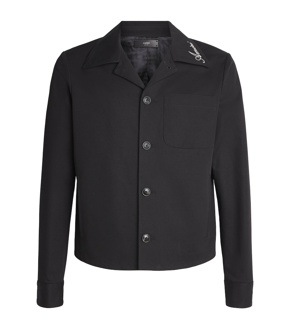 AMIRI Mens Cotton Script Shacket Black