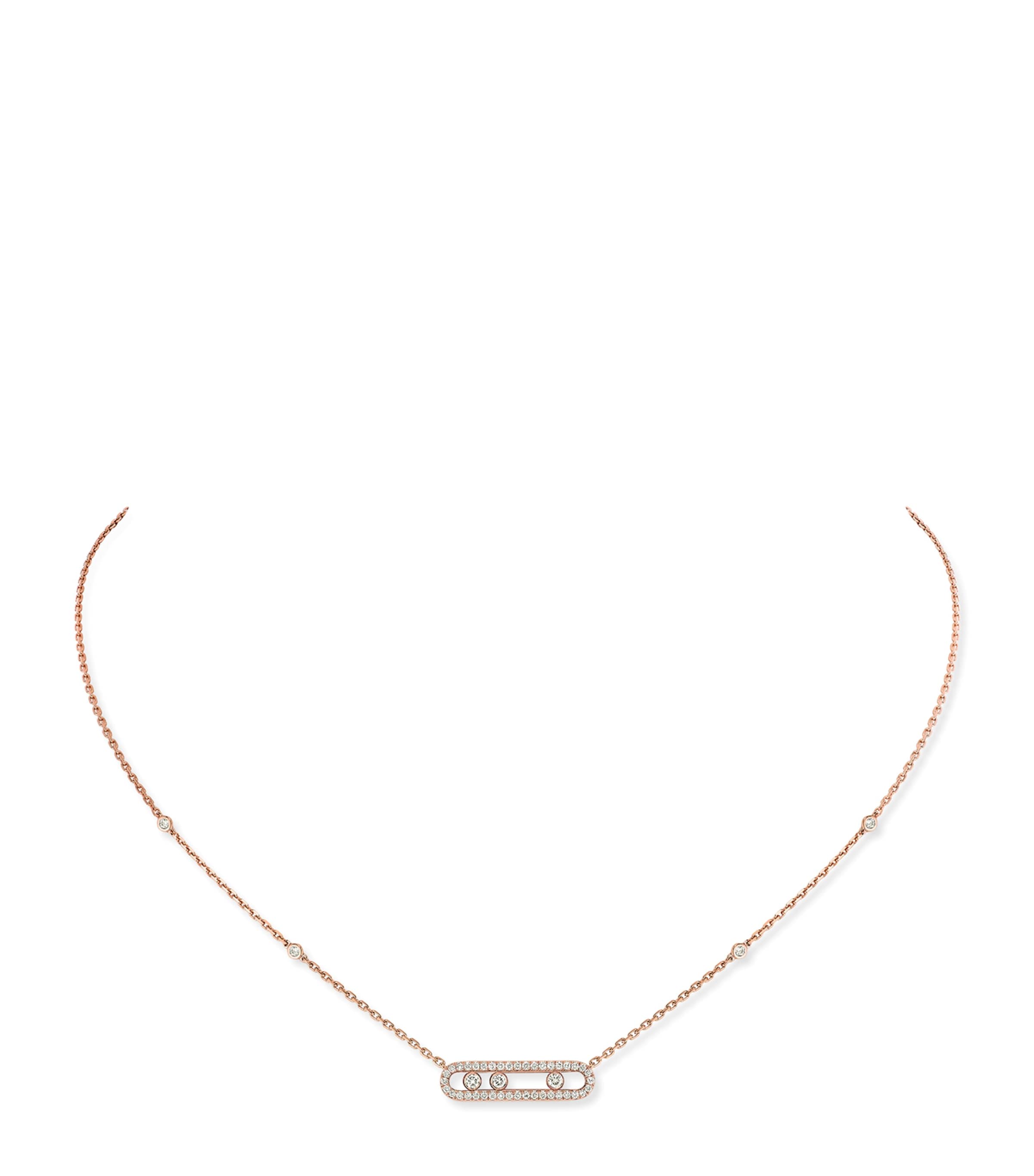 Messika Move Classique Pink Gold and Diamond Pavé Necklace Pink Gold