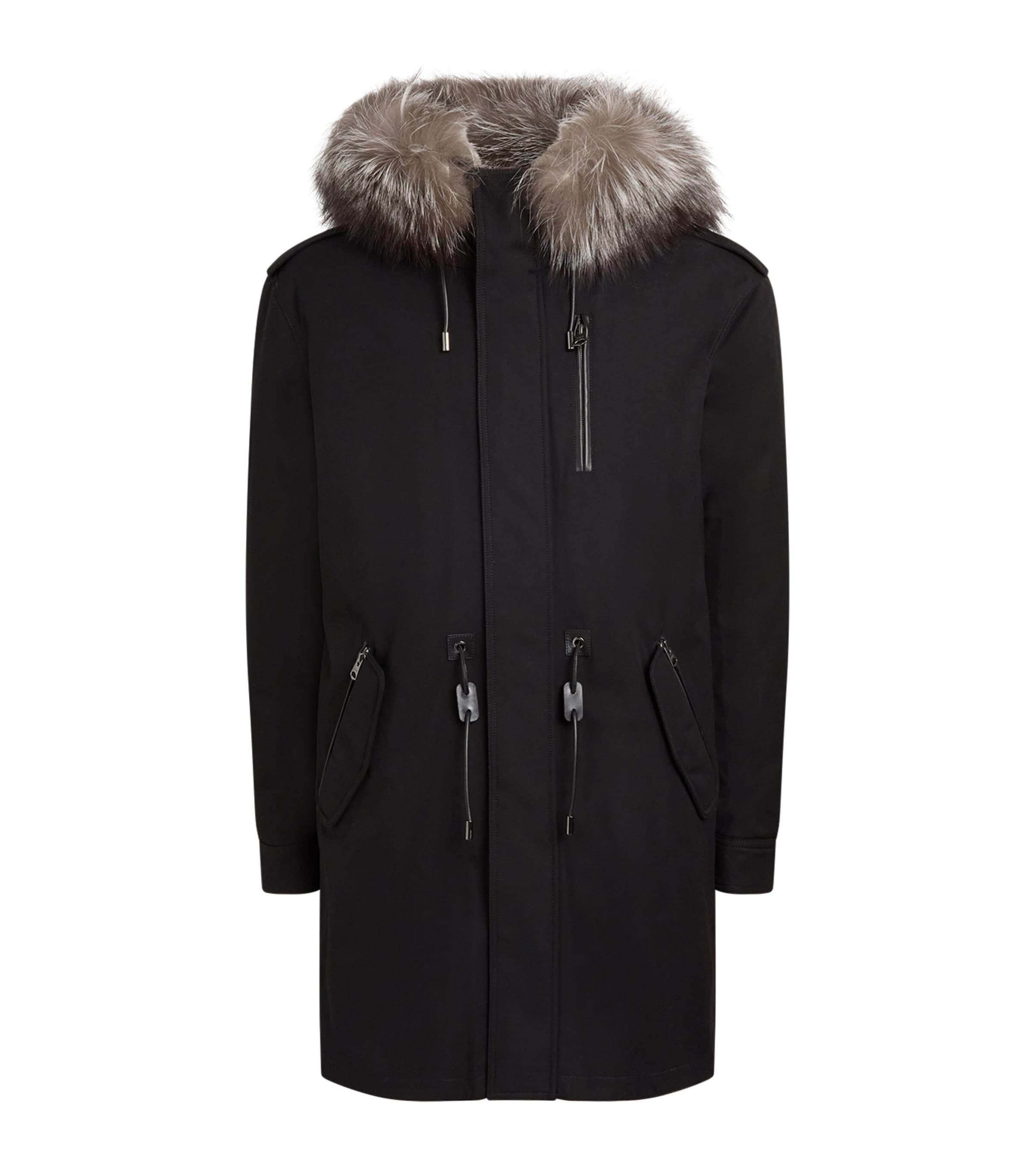 Mackage Mens Fur-Trim Down Mortiz Parka Black