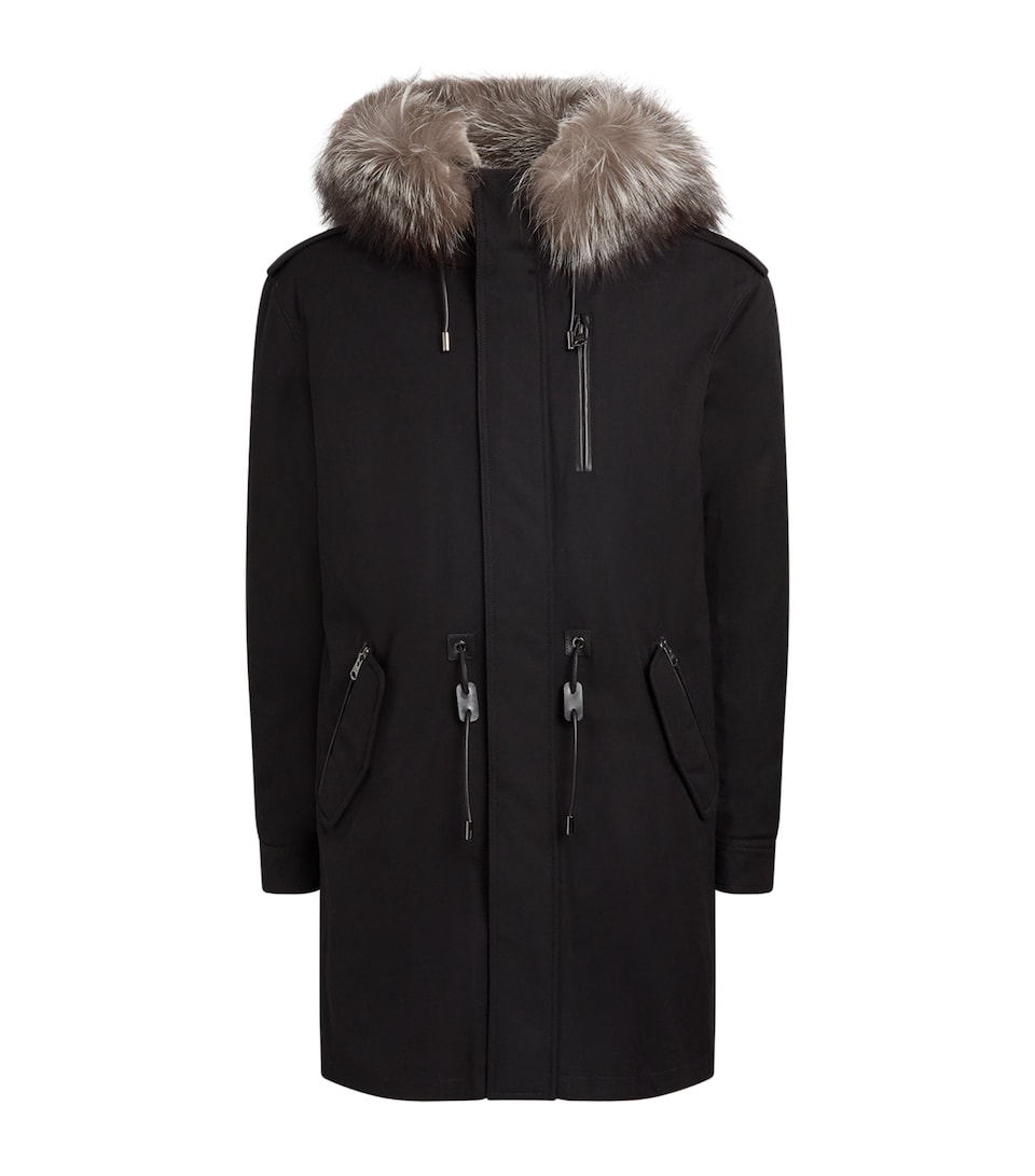 Mackage Mens Fur-Trim Down Mortiz Parka Black