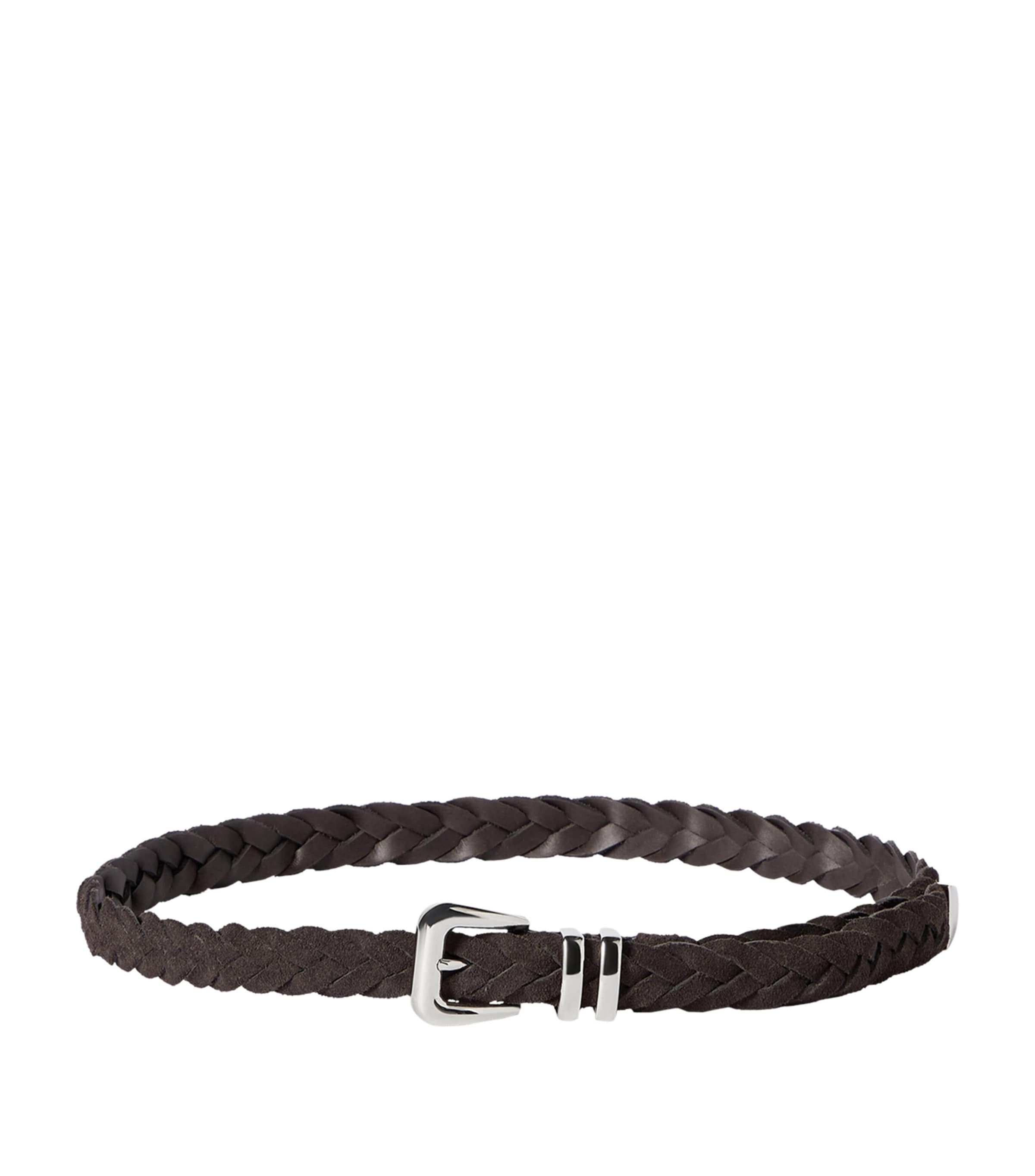 Brunello Cucinelli Reversed Calfskin Braided Belt