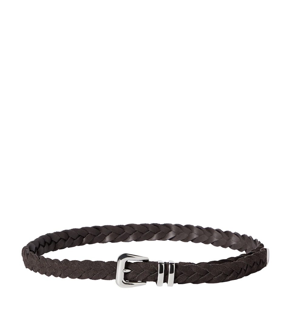Brunello Cucinelli Reversed Calfskin Braided Belt
