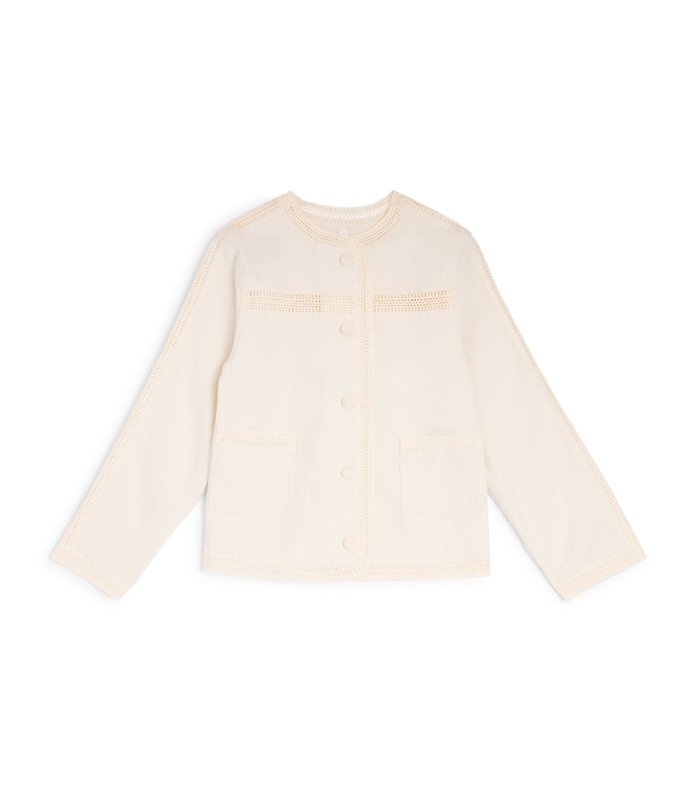 Zimmermann Kids Cotton Crochet-Trim Echo Jacket (2-12 Years) Ecru